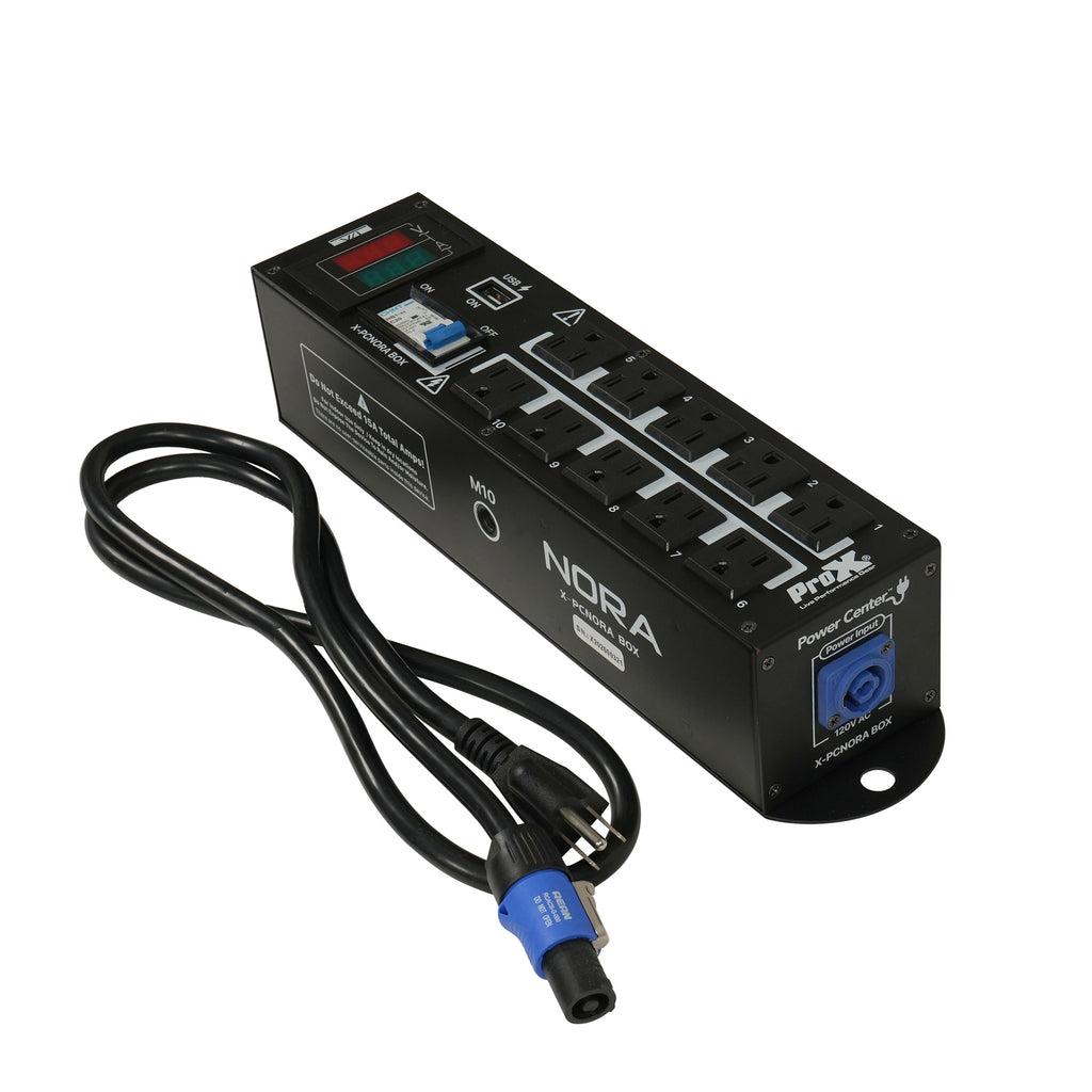 NORA 10 Way Power Distribution Compact Box for Powerkon to Edison with Power Cord