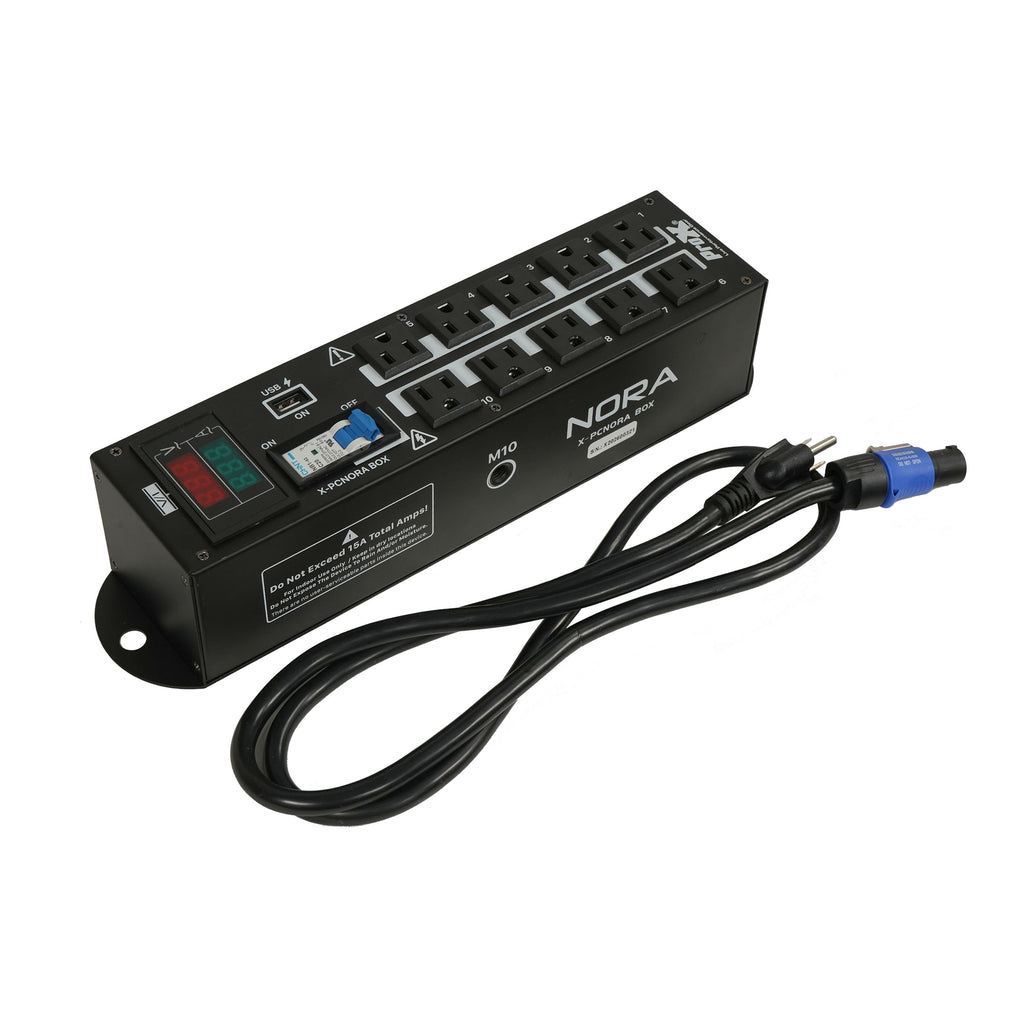 NORA 10 Way Power Distribution Compact Box for Powerkon to Edison with Power Cord