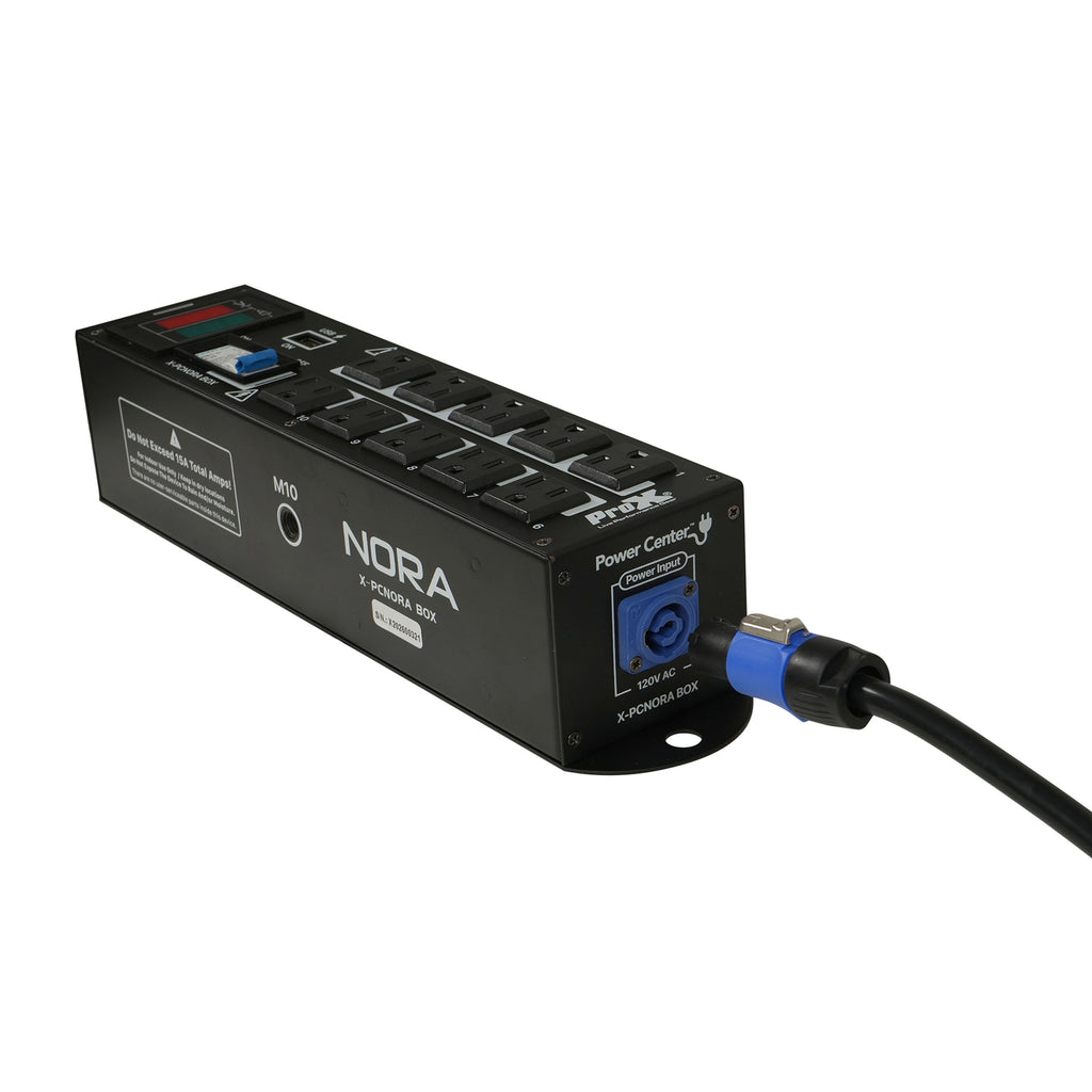 NORA 10 Way Power Distribution Compact Box for Powerkon to Edison with Power Cord