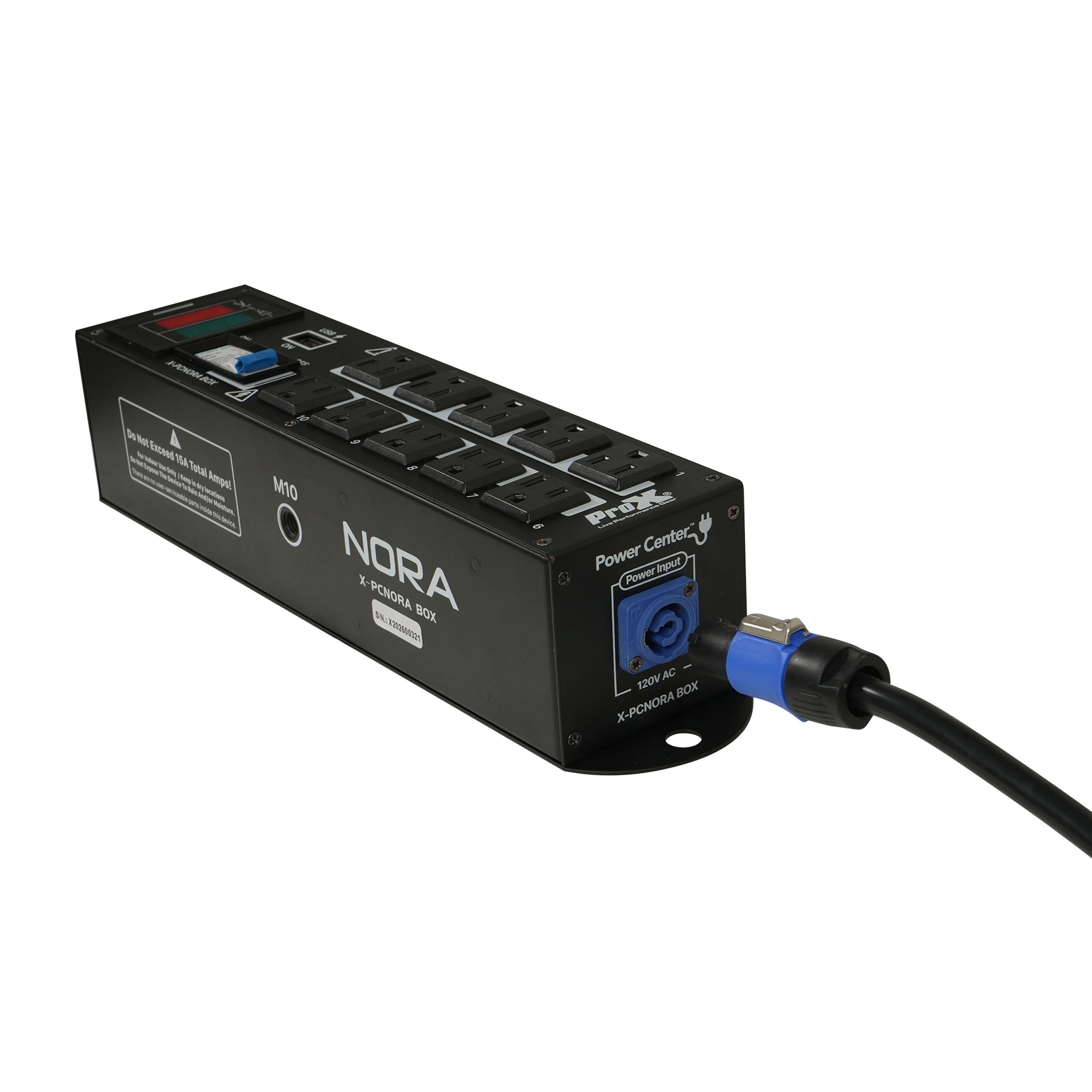 NORA 10 Way Power Distribution Compact Box for Powerkon to Edison with Power Cord