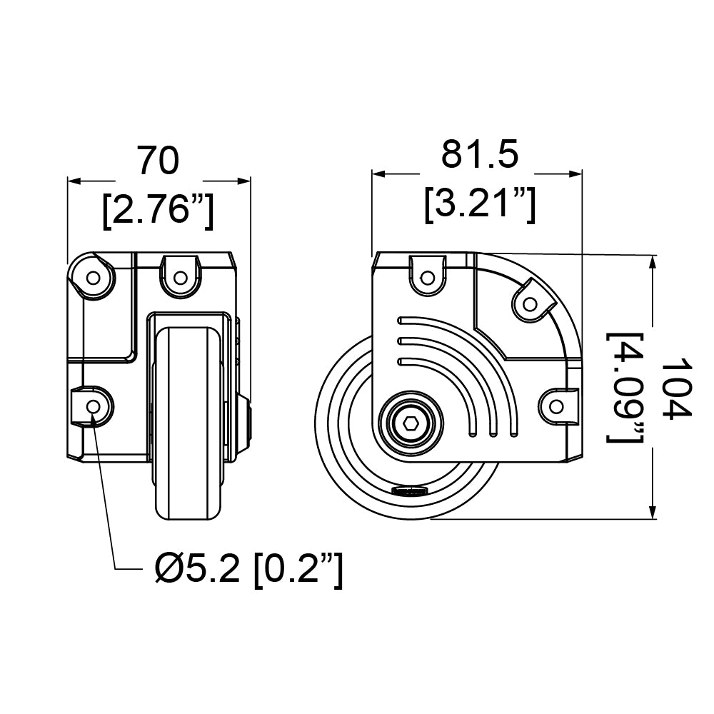 Penn-Elcom 3" Heavy Duty Zinc Side Corner Caster with Blue Wheel