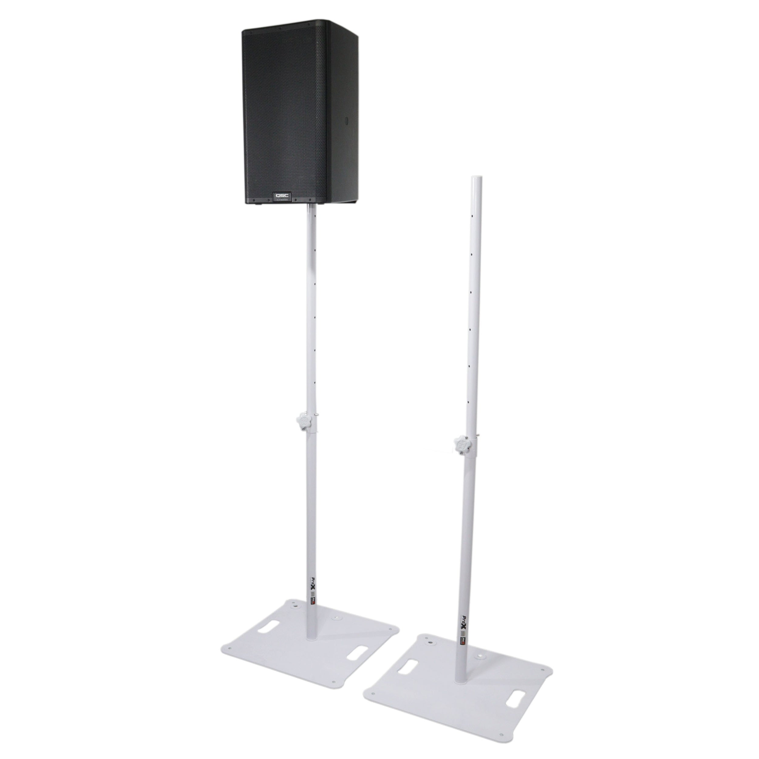 POLARIS Portable Speaker and Lighting Pair Stand Kit with Base Plate, Telescoping Pole, and Carry Bags -  White Finish