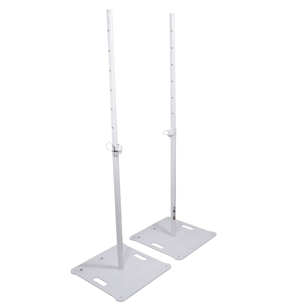 POLARIS Portable Speaker and Lighting Pair Stand Kit with Base Plate, Telescoping Pole, and Carry Bags -  White Finish