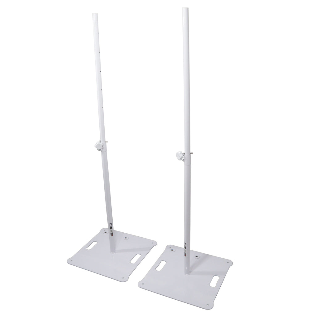 POLARIS Portable Speaker and Lighting Pair Stand Kit with Base Plate, Telescoping Pole, and Carry Bags -  White Finish