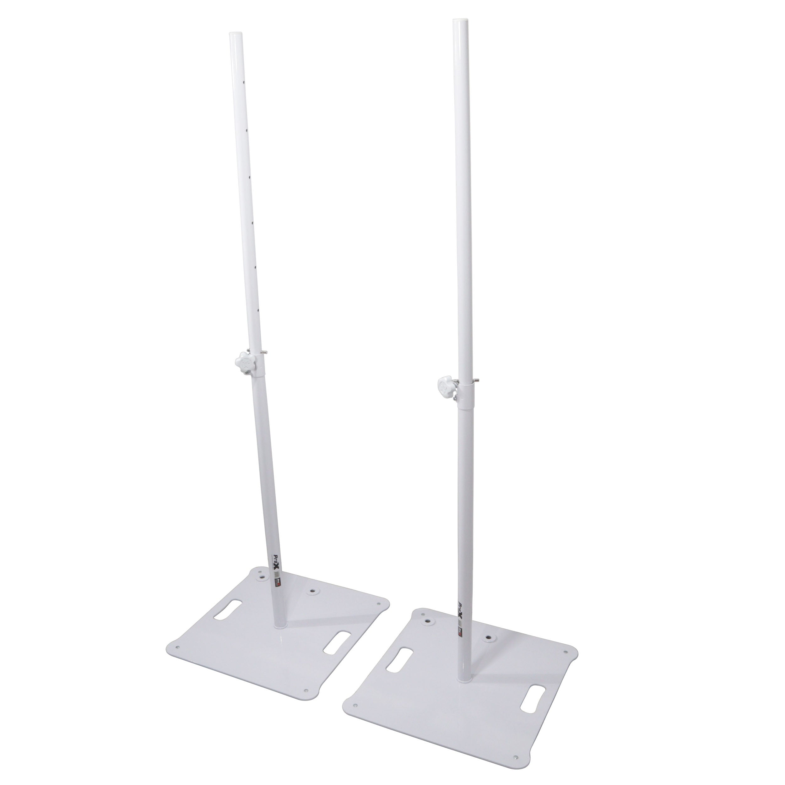 POLARIS Portable Speaker and Lighting Pair Stand Kit with Base Plate, Telescoping Pole, and Carry Bags -  White Finish