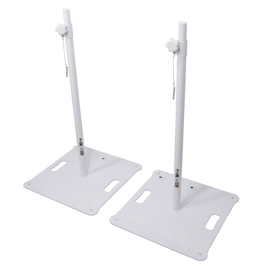 POLARIS Portable Speaker and Lighting Pair Stand Kit with Base Plate, Telescoping Pole, and Carry Bags -  White Finish