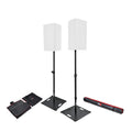 POLARIS Portable Speaker and Lighting Pair Stand Kit  with Base Plate, Adjustable Pole, and Carry Bags -  Black Finish