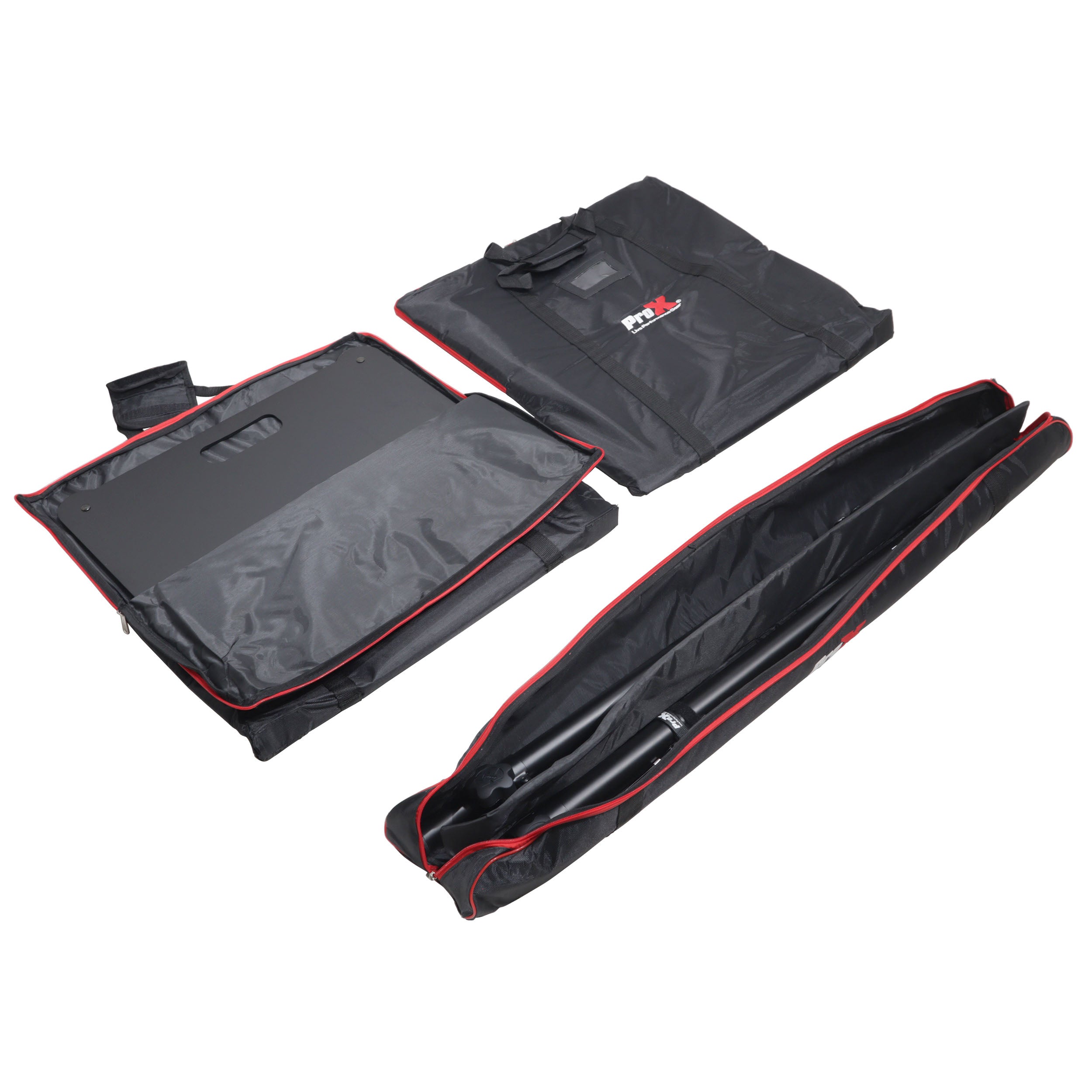 POLARIS Portable Speaker and Lighting Pair Stand Kit  with Base Plate, Adjustable Pole, and Carry Bags -  Black Finish
