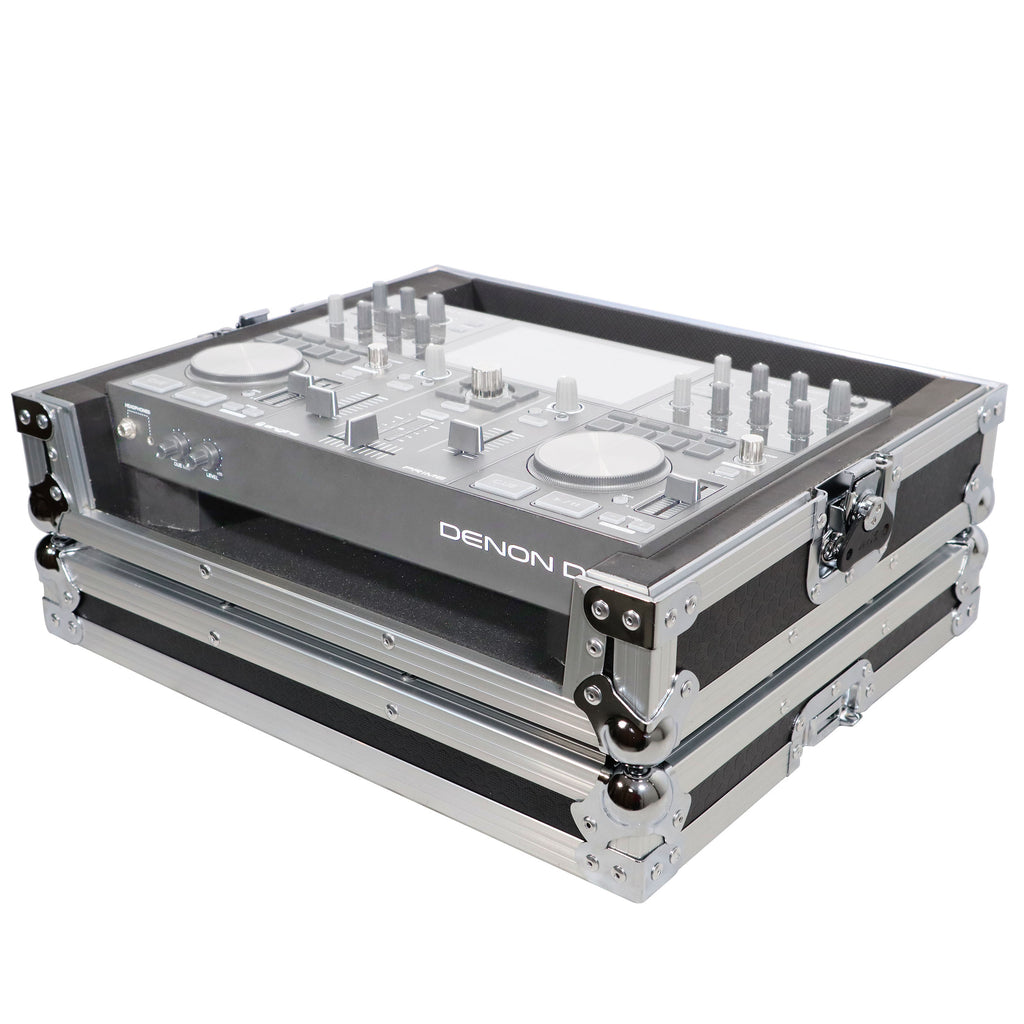 ATA Style Flight Travel Case for Denon DJ Prime Go Digital Controller - Silver On Black