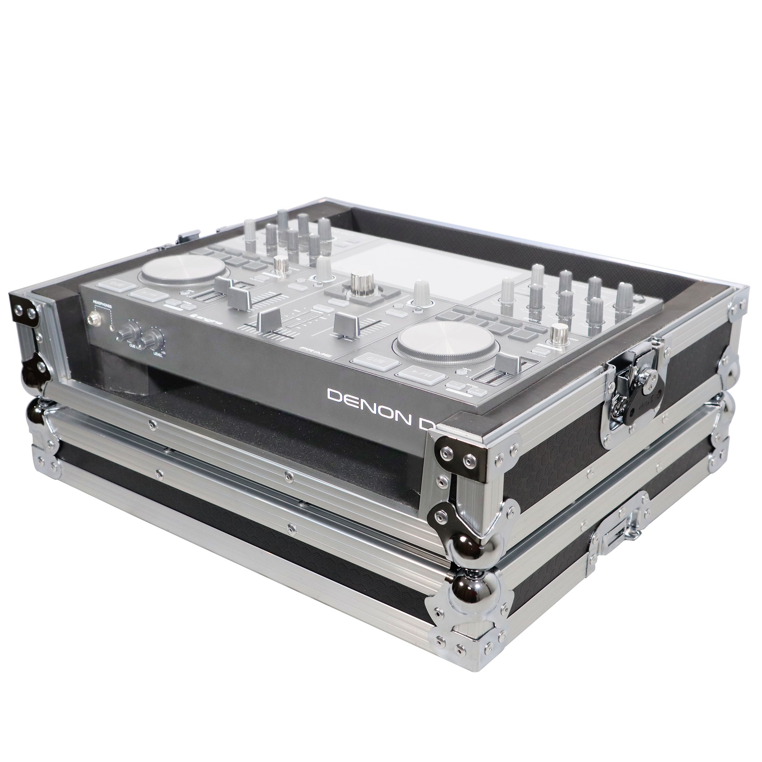 ATA Style Flight Travel Case for Denon DJ Prime Go Digital Controller - Silver On Black