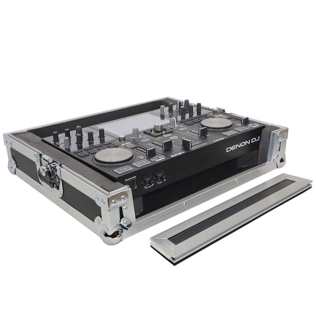 ATA Style Flight Travel Case for Denon DJ Prime Go Digital Controller - Silver On Black