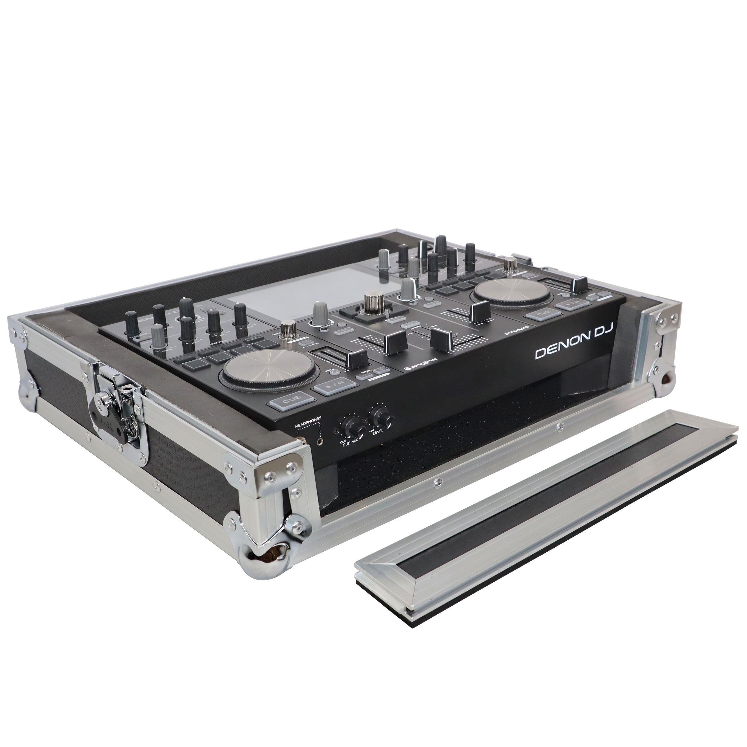 ATA Style Flight Travel Case for Denon DJ Prime Go Digital Controller - Silver On Black