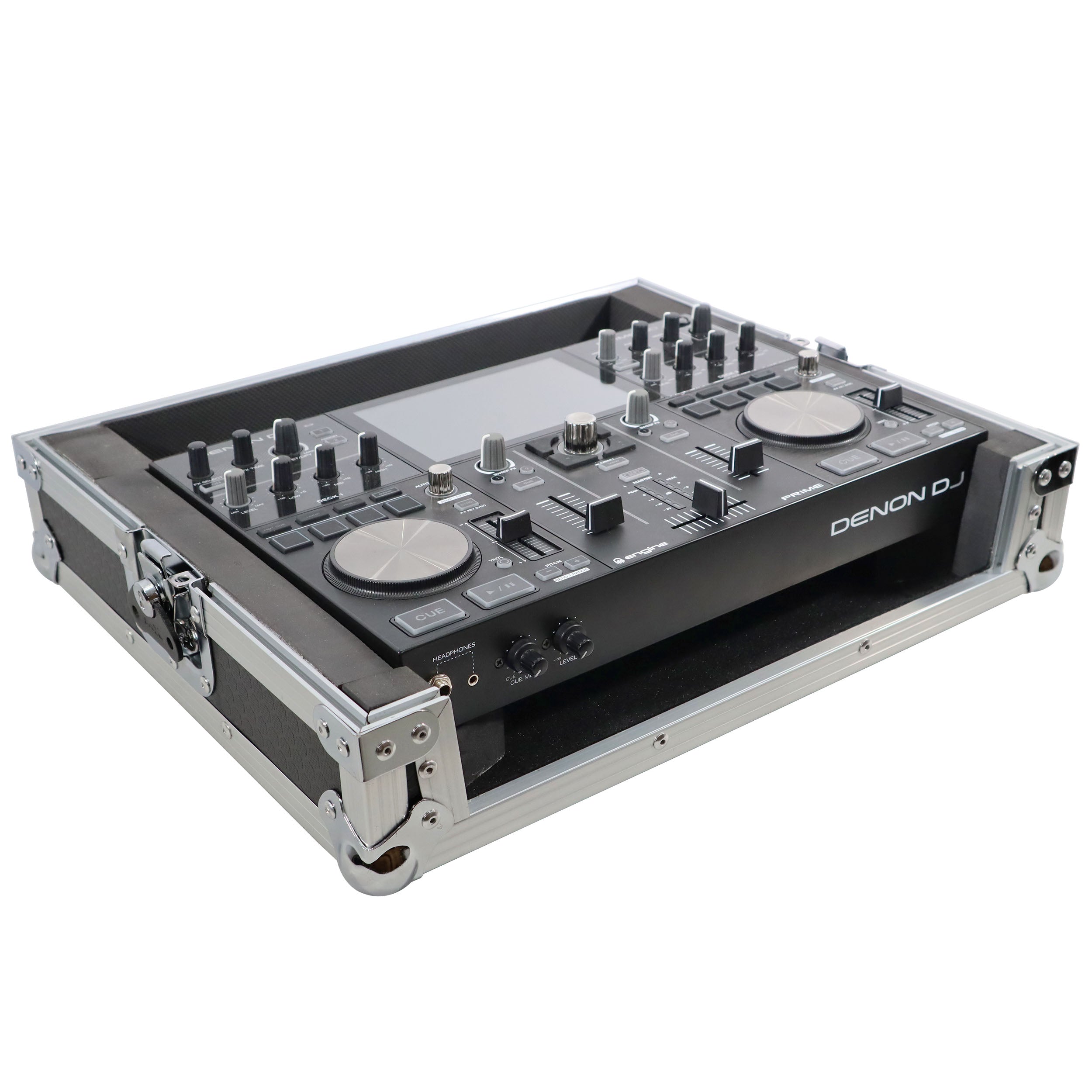ATA Style Flight Travel Case for Denon DJ Prime Go Digital Controller - Silver On Black
