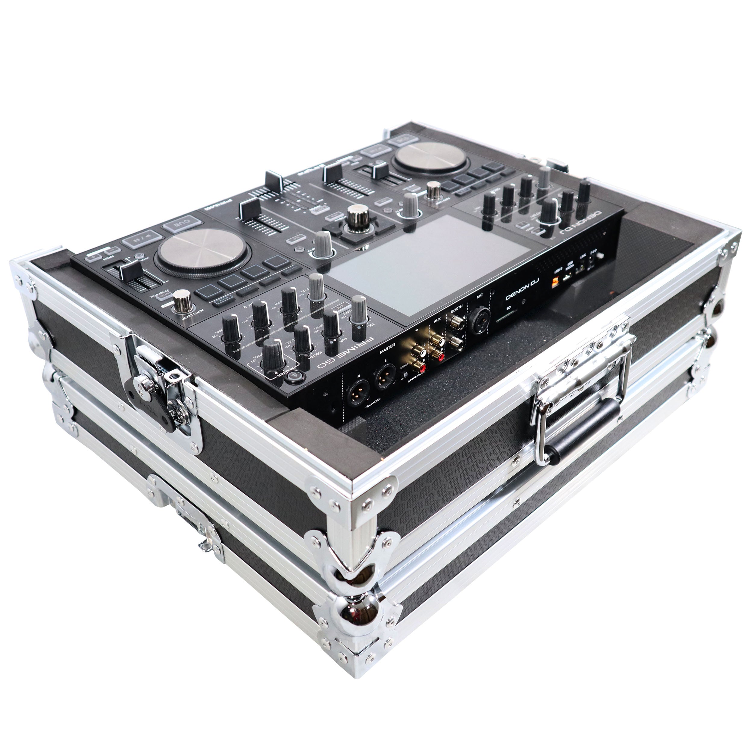 ATA Style Flight Travel Case for Denon DJ Prime Go Digital Controller - Silver On Black