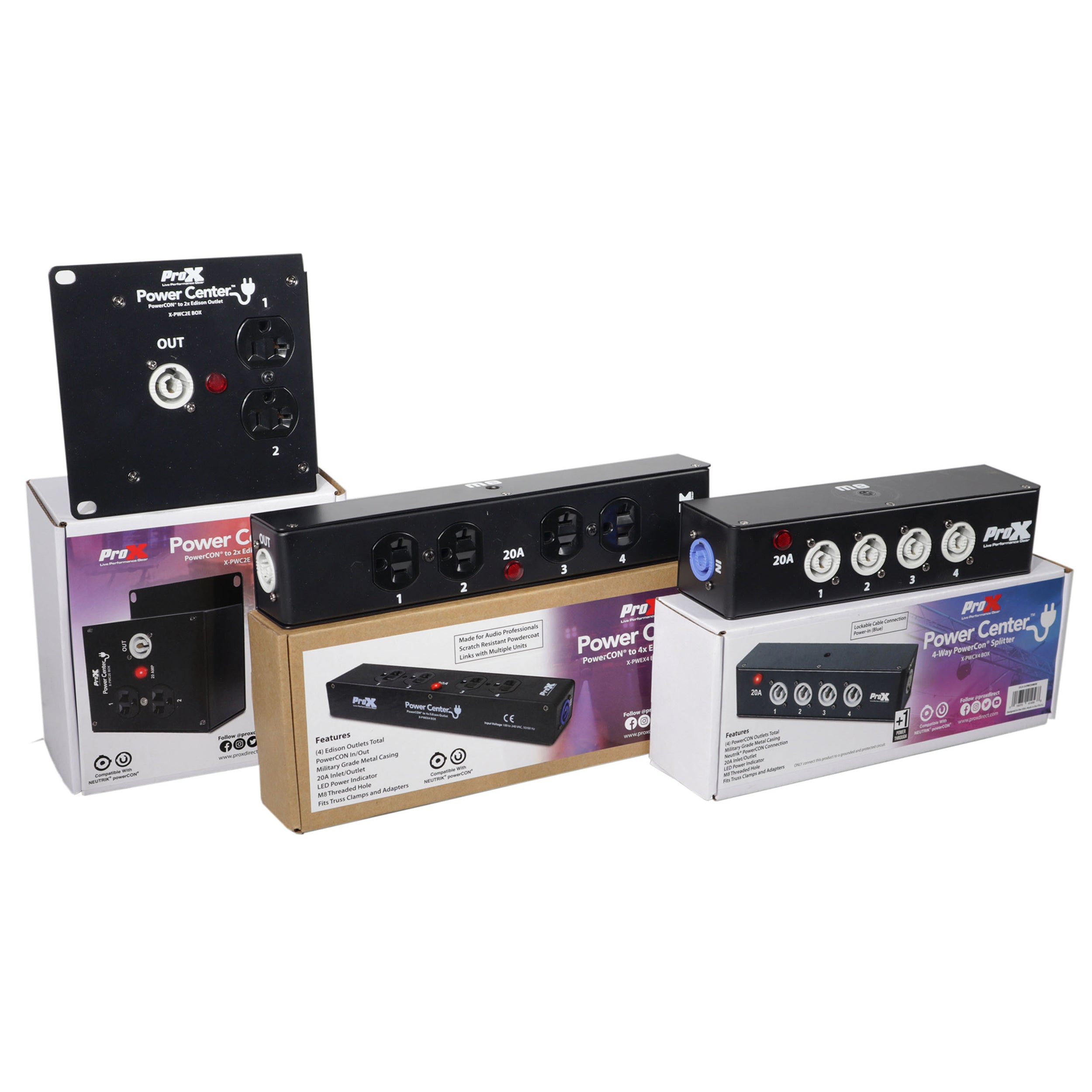 24PCS ProX X-PWCX4 BOX Power Center Five-Way Spitter For Indoor Power Connector Delivers Power For Up To 5 Fixtures