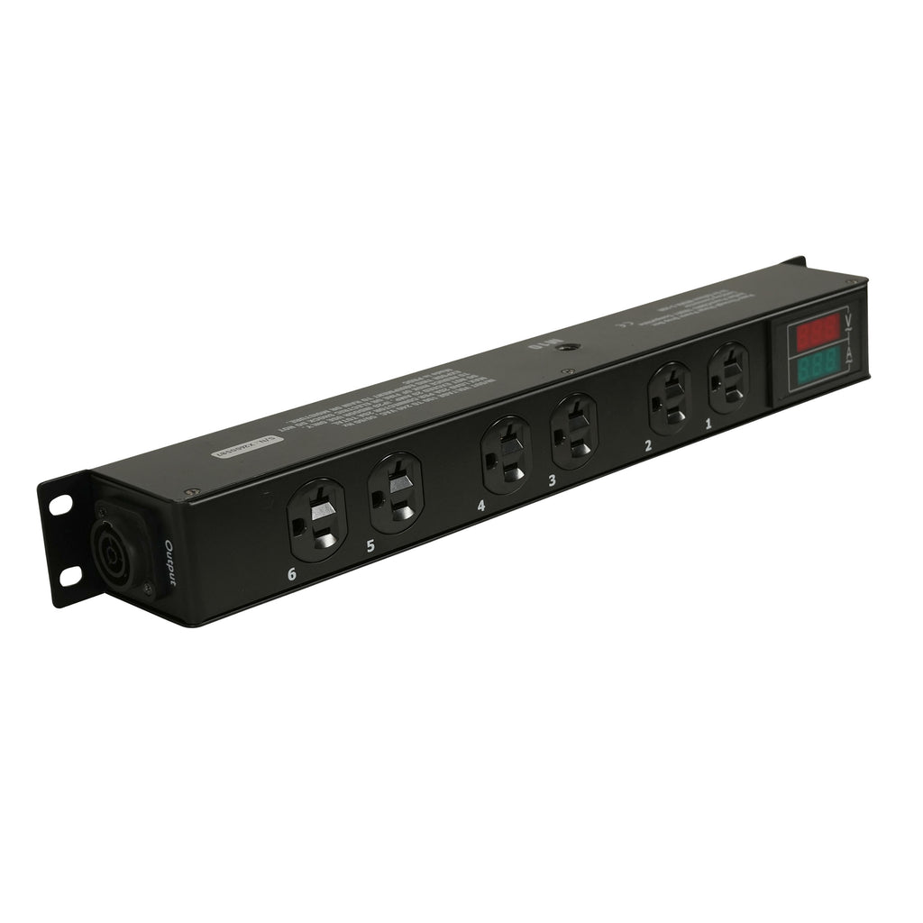 TARA 6-Outlet Edison NEMA 5-20R Power Distribution Box with True1 IN/OUT, LED Voltage and Current Display 20A Power Center