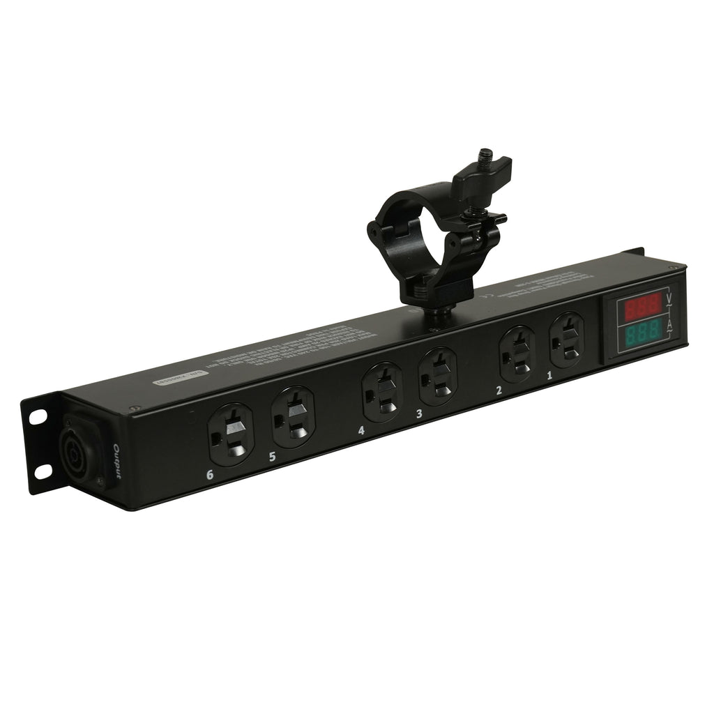 TARA 6-Outlet Edison NEMA 5-20R Power Distribution Box with True1 IN/OUT, LED Voltage and Current Display 20A Power Center