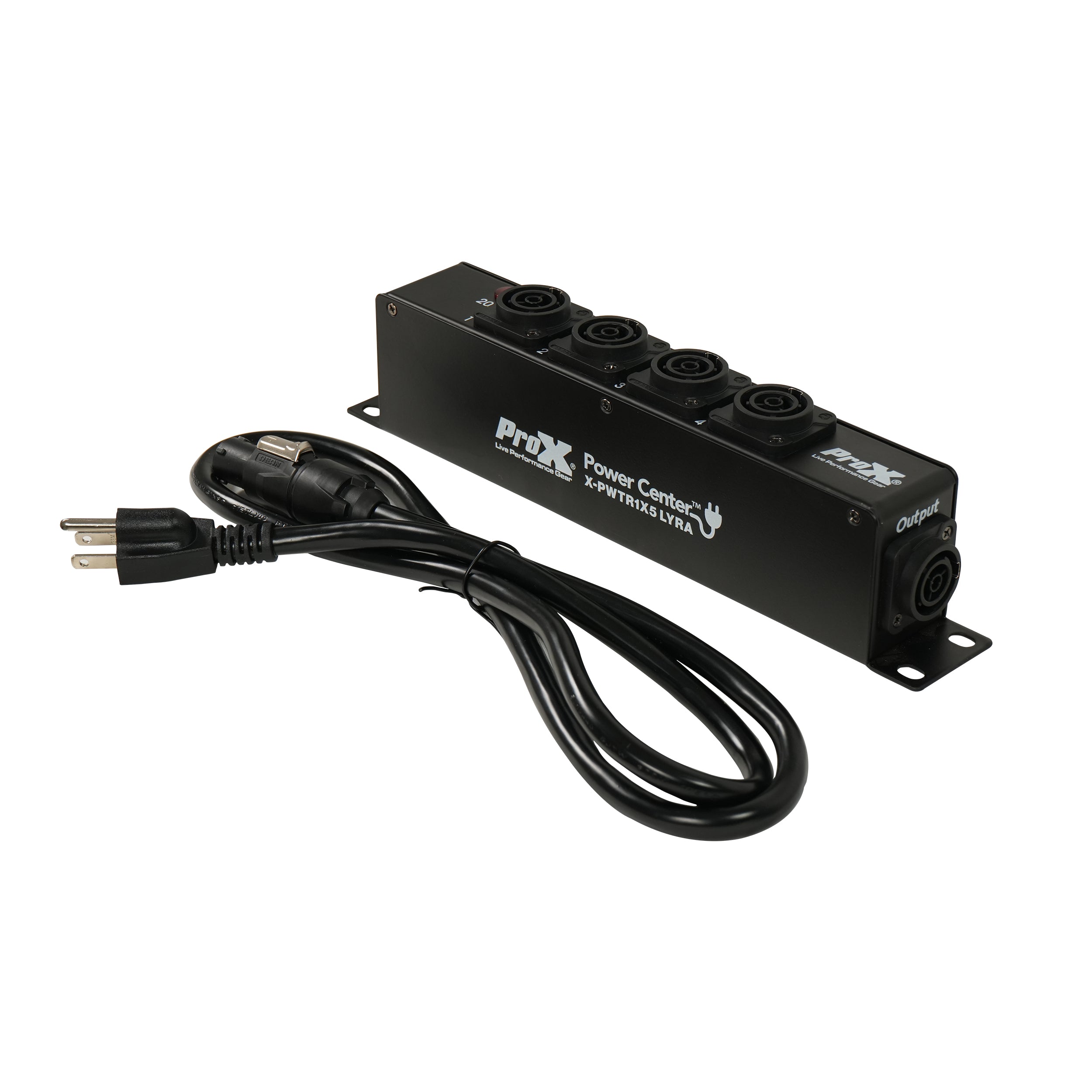 LYRA PowerCenter PowerCON TRUE1 5-Way Power Splitter Box for True1 Power Connection Powers 5 Devices with Power Cord