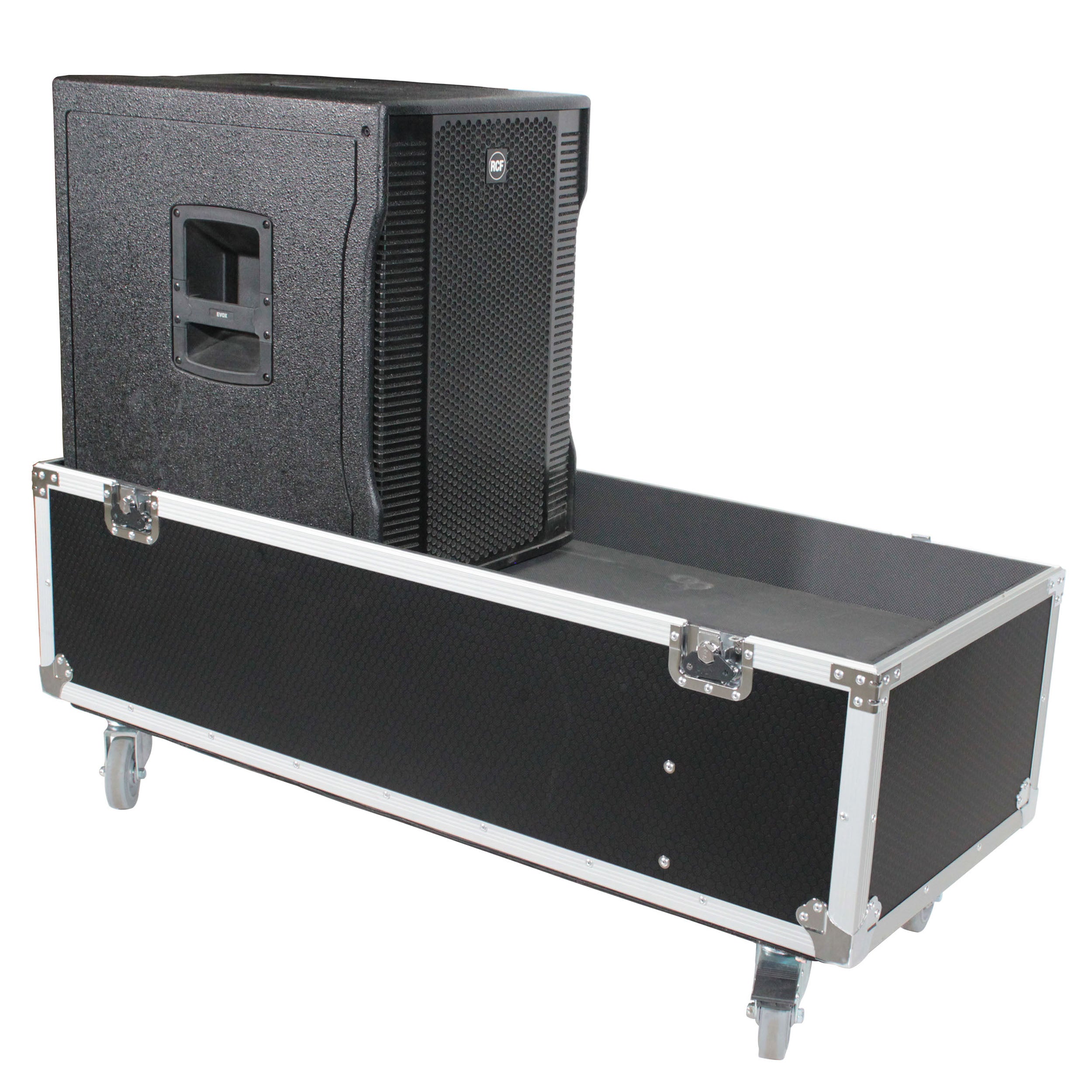 ATA Flight Case for 2x RCF EVOX12 or EV Evolve 50 Compact Arrays Fits Two Speakers and Subwoofers