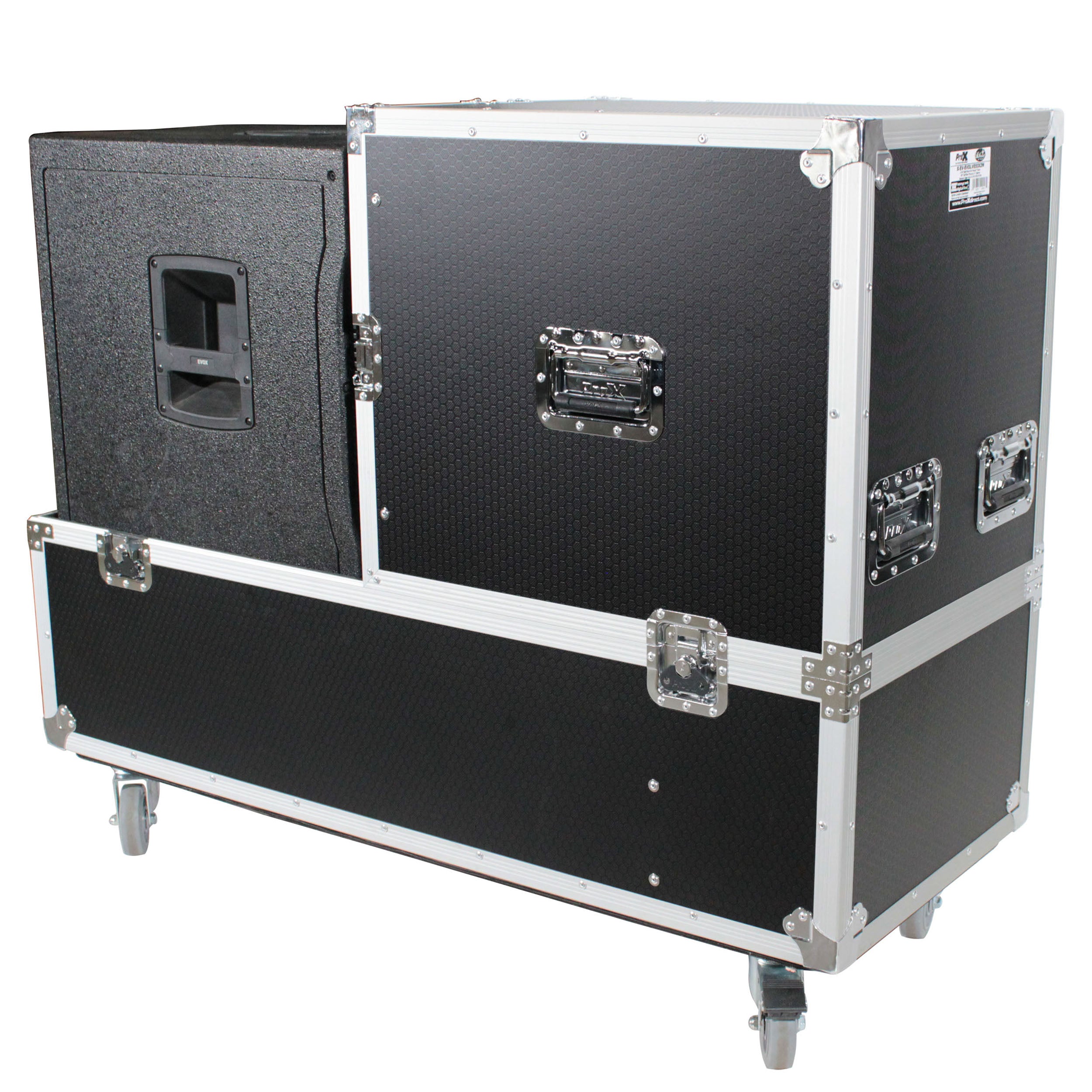 ATA Flight Case for 2x RCF EVOX12 or EV Evolve 50 Compact Arrays Fits Two Speakers and Subwoofers