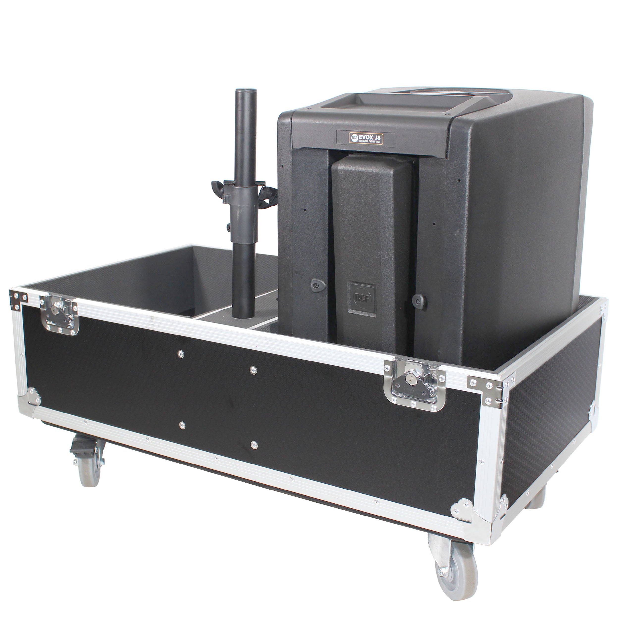 ATA Style Flight-Road Case For RCF EVOX 8 J8 JMIX8 Speaker Array System Fits Two Speakers and Subs