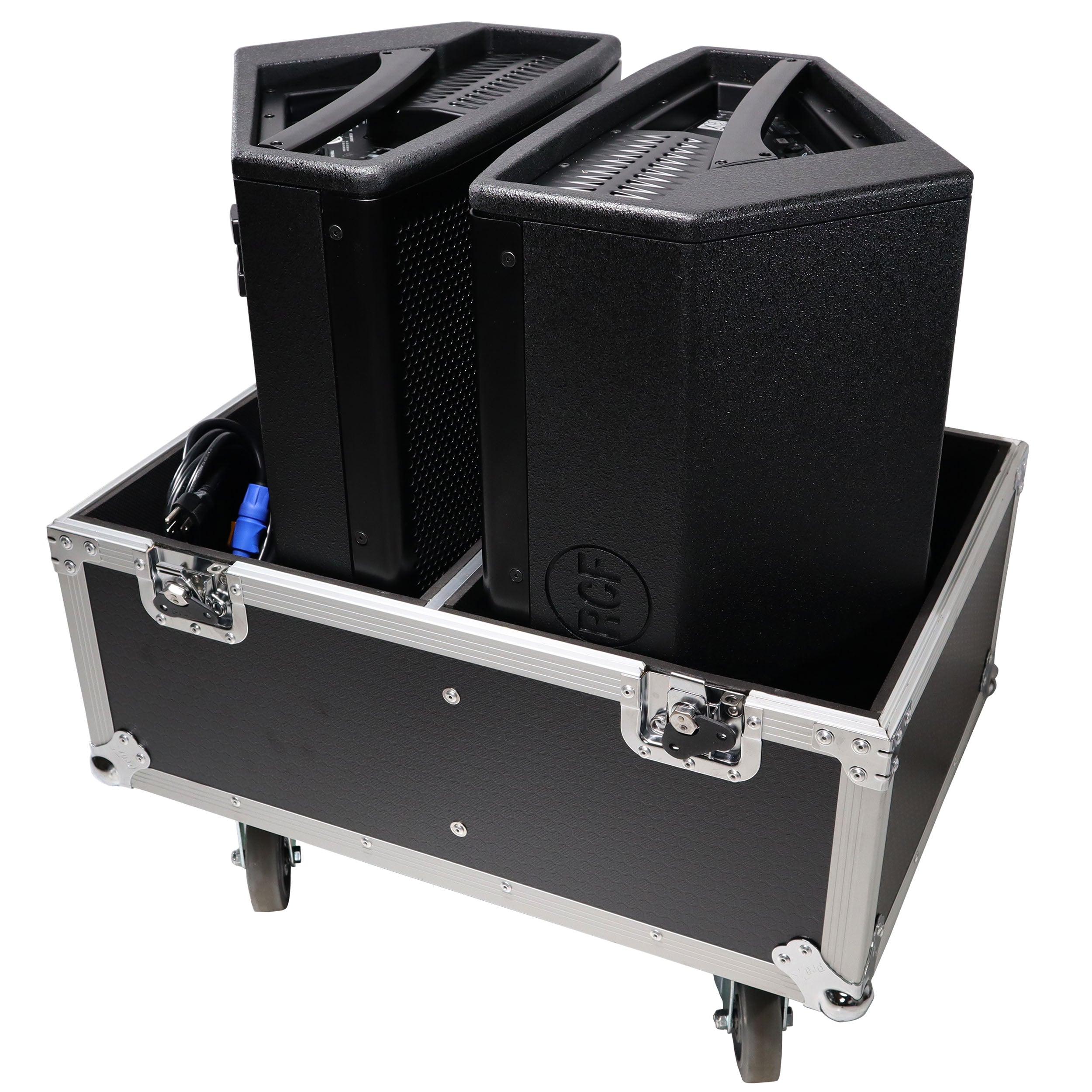 Stage Monitor Flight Case For 2 RCF NX 12-SMA W/4" Wheels