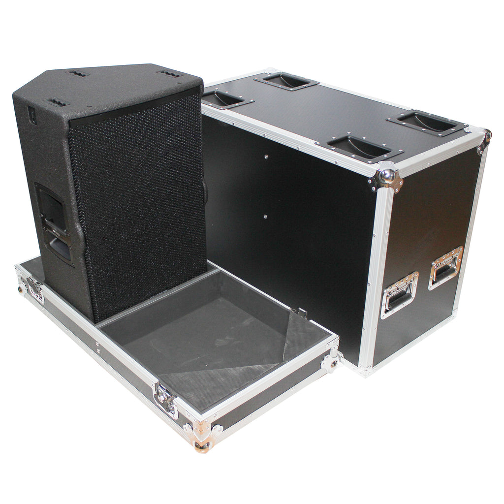 Flight Case for Two RCF-TT25-A II High Definition Two-Way Speakers  with 4 Inch Wheels