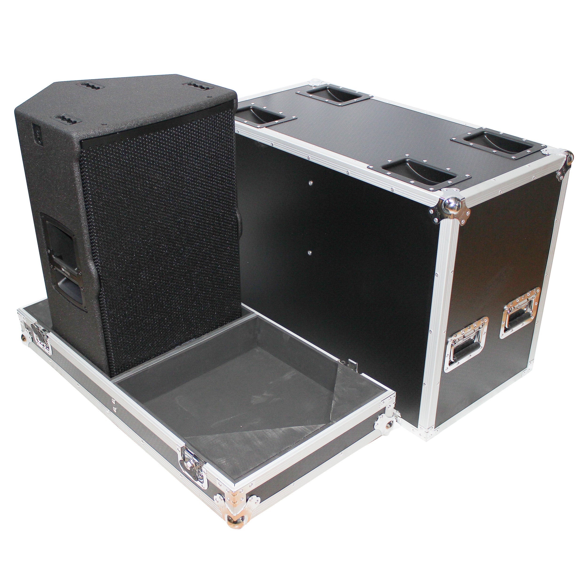Flight Case for Two RCF-TT25-A II High Definition Two-Way Speakers  with 4 Inch Wheels