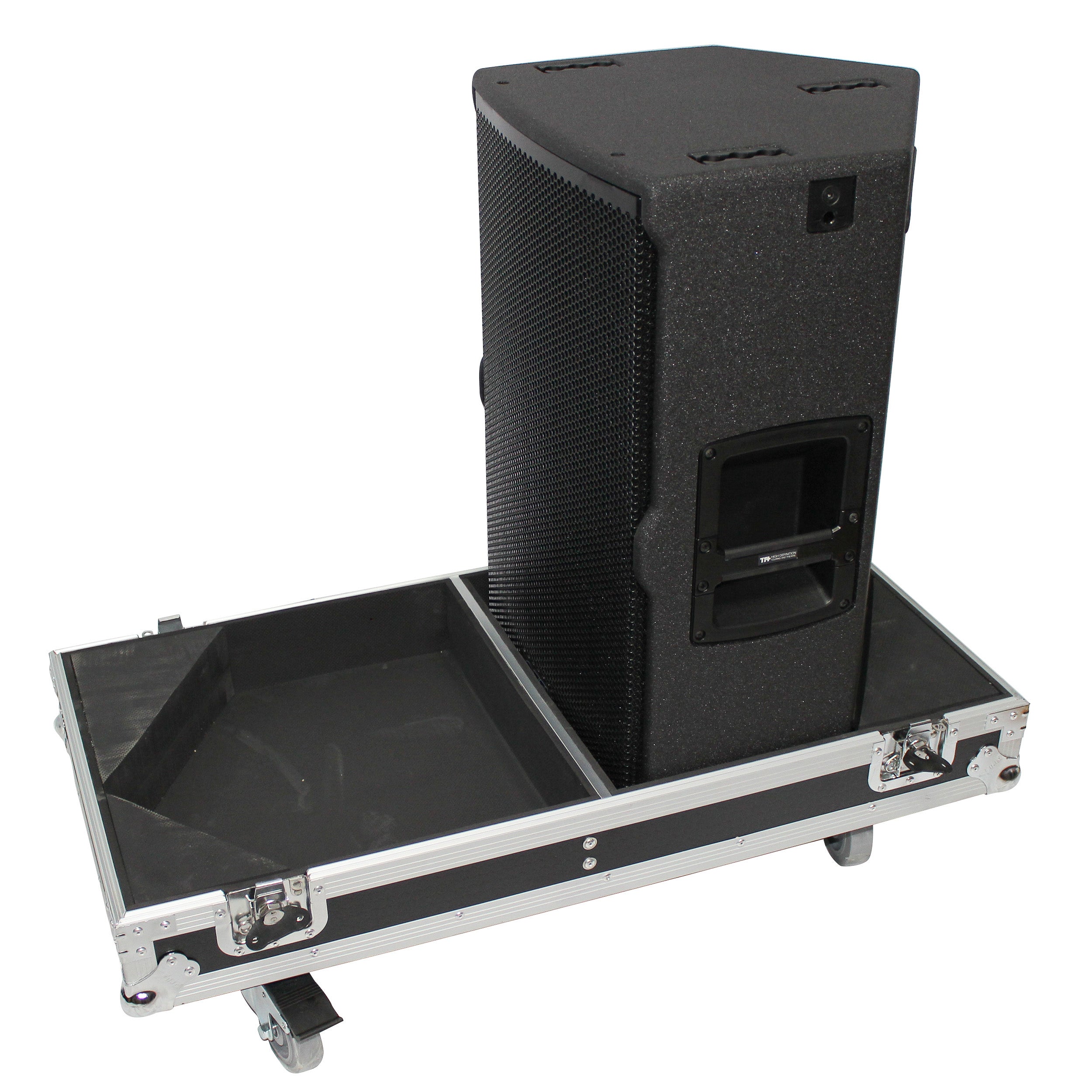 Flight Case for Two RCF-TT25-A II High Definition Two-Way Speakers  with 4 Inch Wheels
