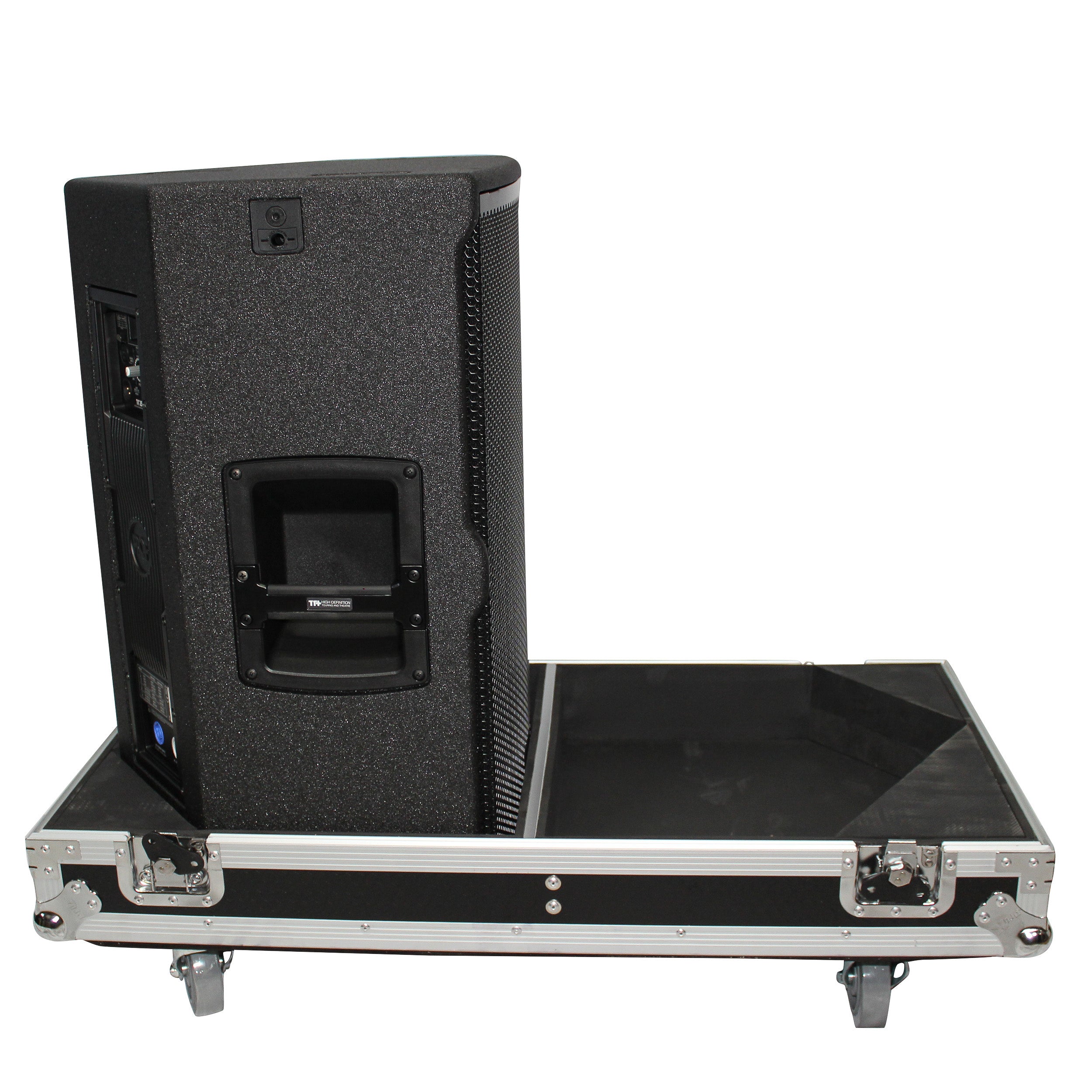Flight Case for Two RCF-TT25-A II High Definition Two-Way Speakers  with 4 Inch Wheels