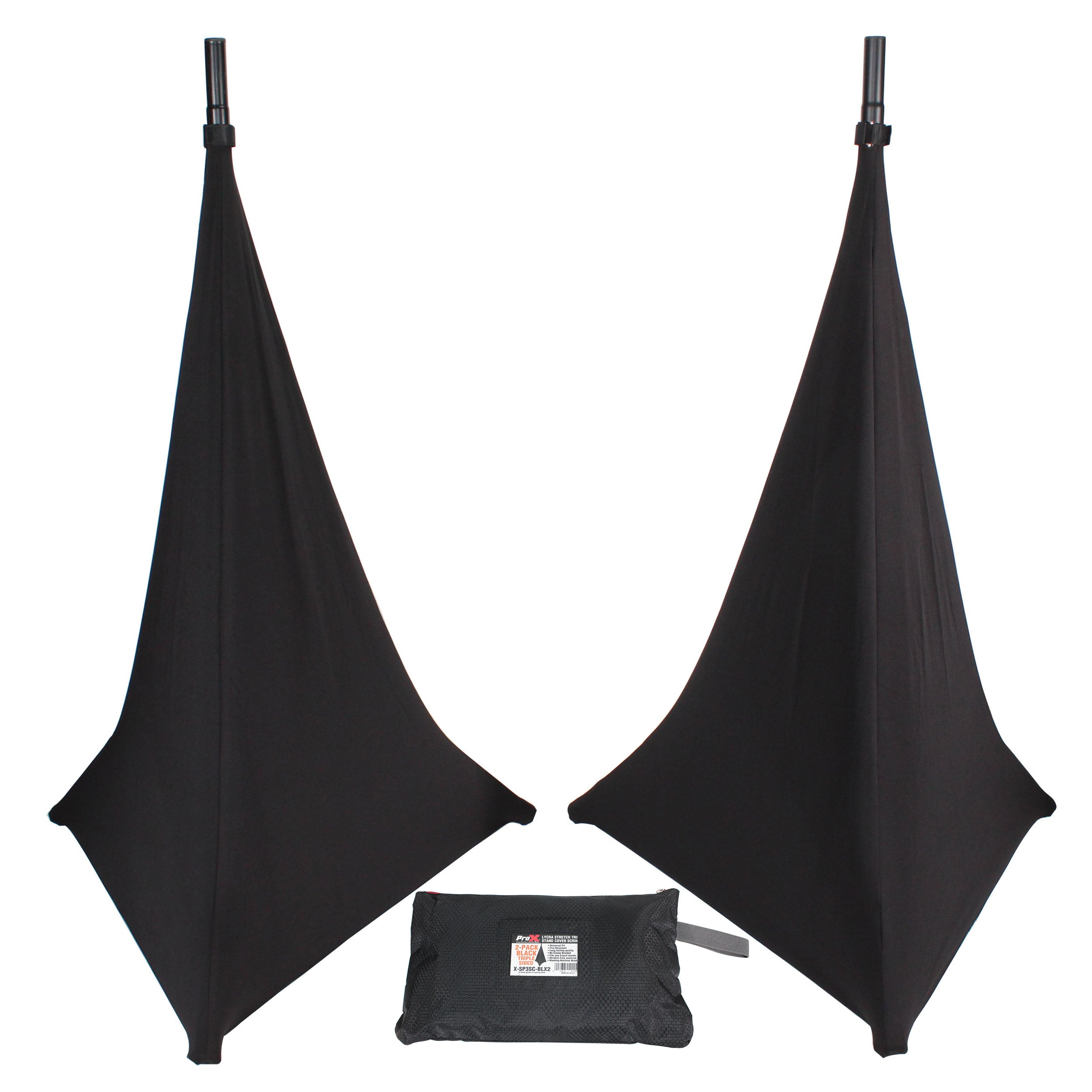 Two-Pack Three Side Speaker Stand Cover Scrim (Black)