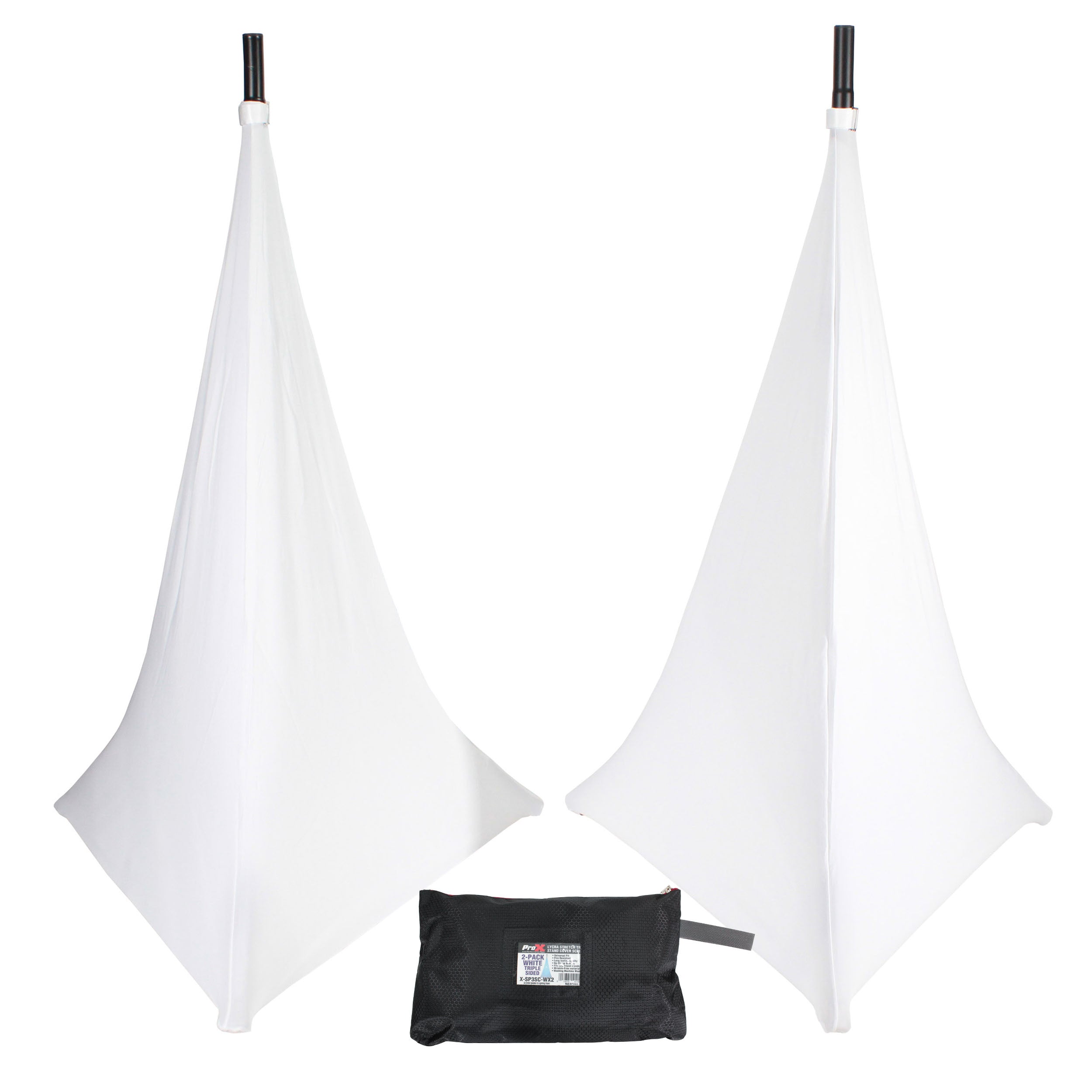 Two-Pack Three Side Speaker Stand Cover Scrim - White