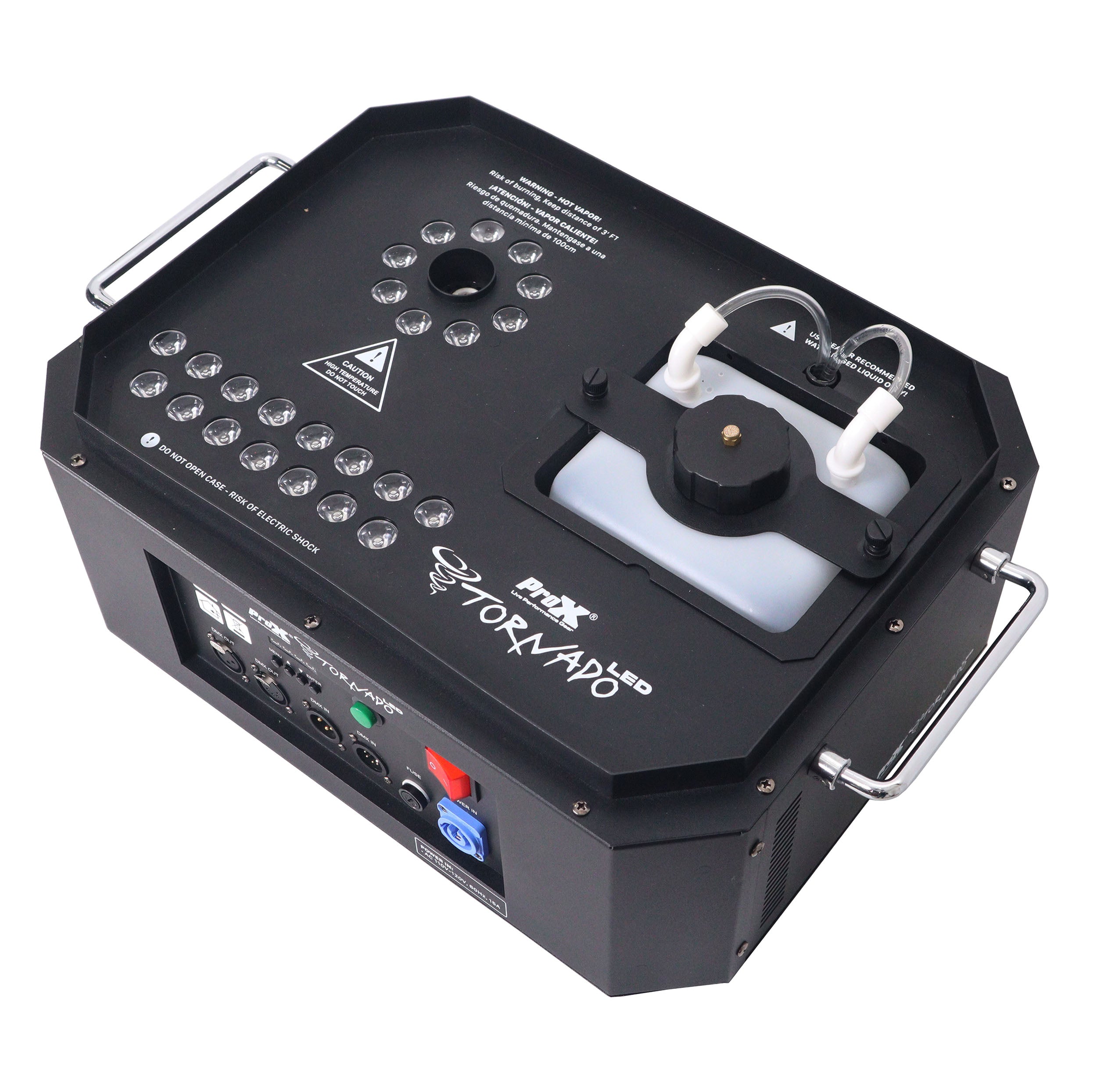 Professional Stage Portable Fog Machine Vertical Spray DJ Effects DMX RGBA LED Lighting System.