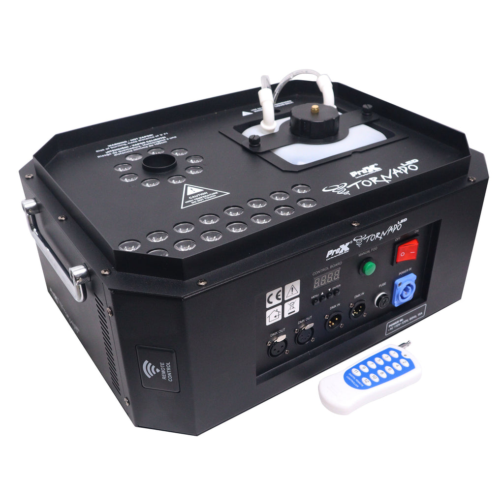 Professional Stage Portable Fog Machine Vertical Spray DJ Effects DMX RGBA LED Lighting System.
