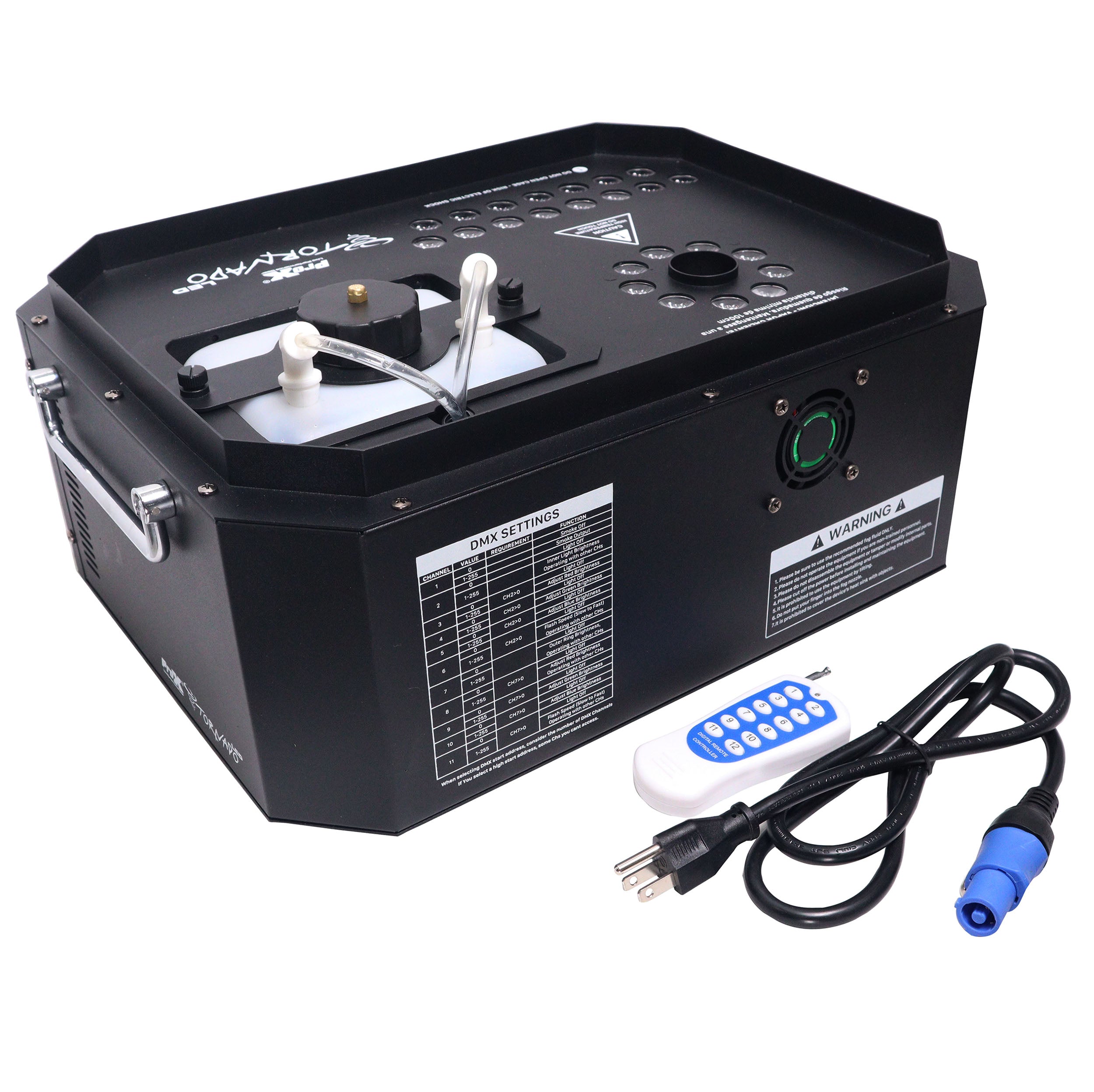 Professional Stage Portable Fog Machine Vertical Spray DJ Effects DMX RGBA LED Lighting System.