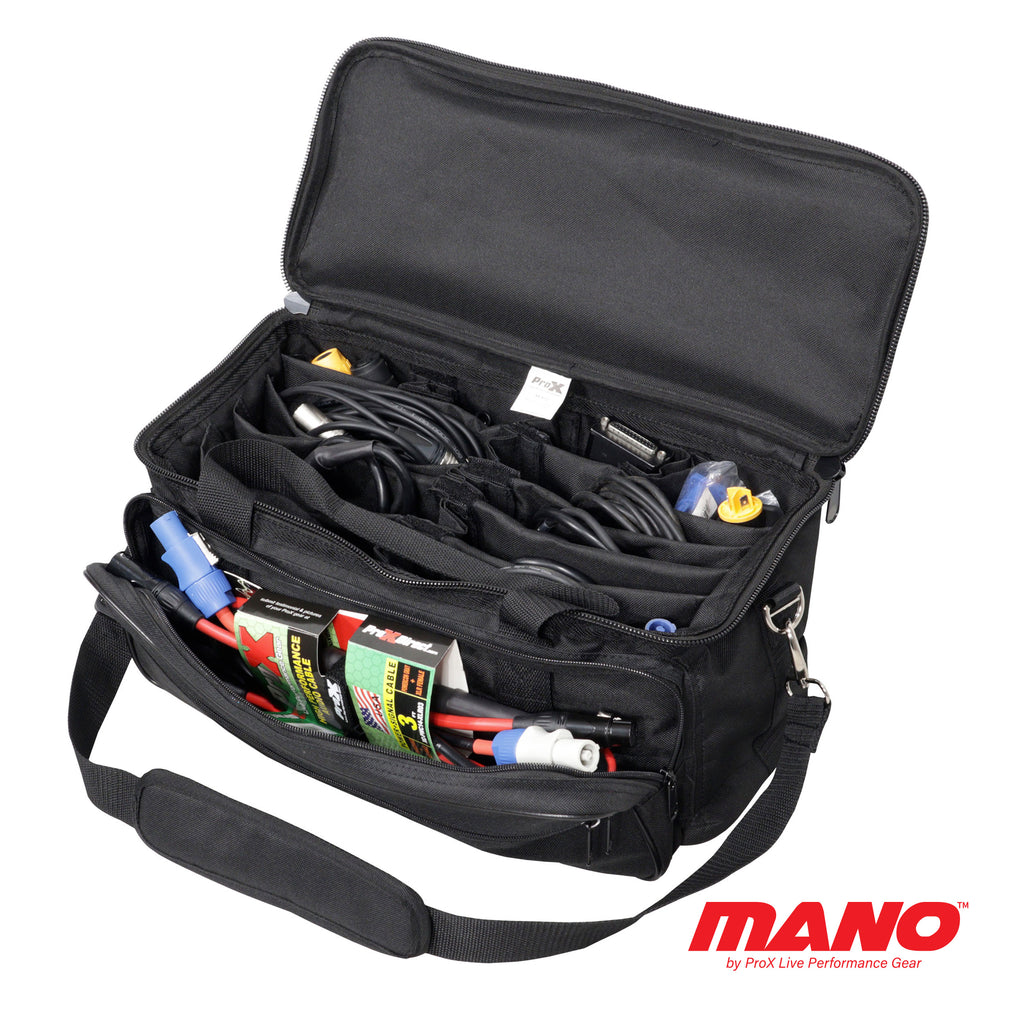 6PCS MANO™ Utility Carry Hand Bag Organizer with Dividers For Cables, LED Lighting, Tools, Mics, and Accessories.