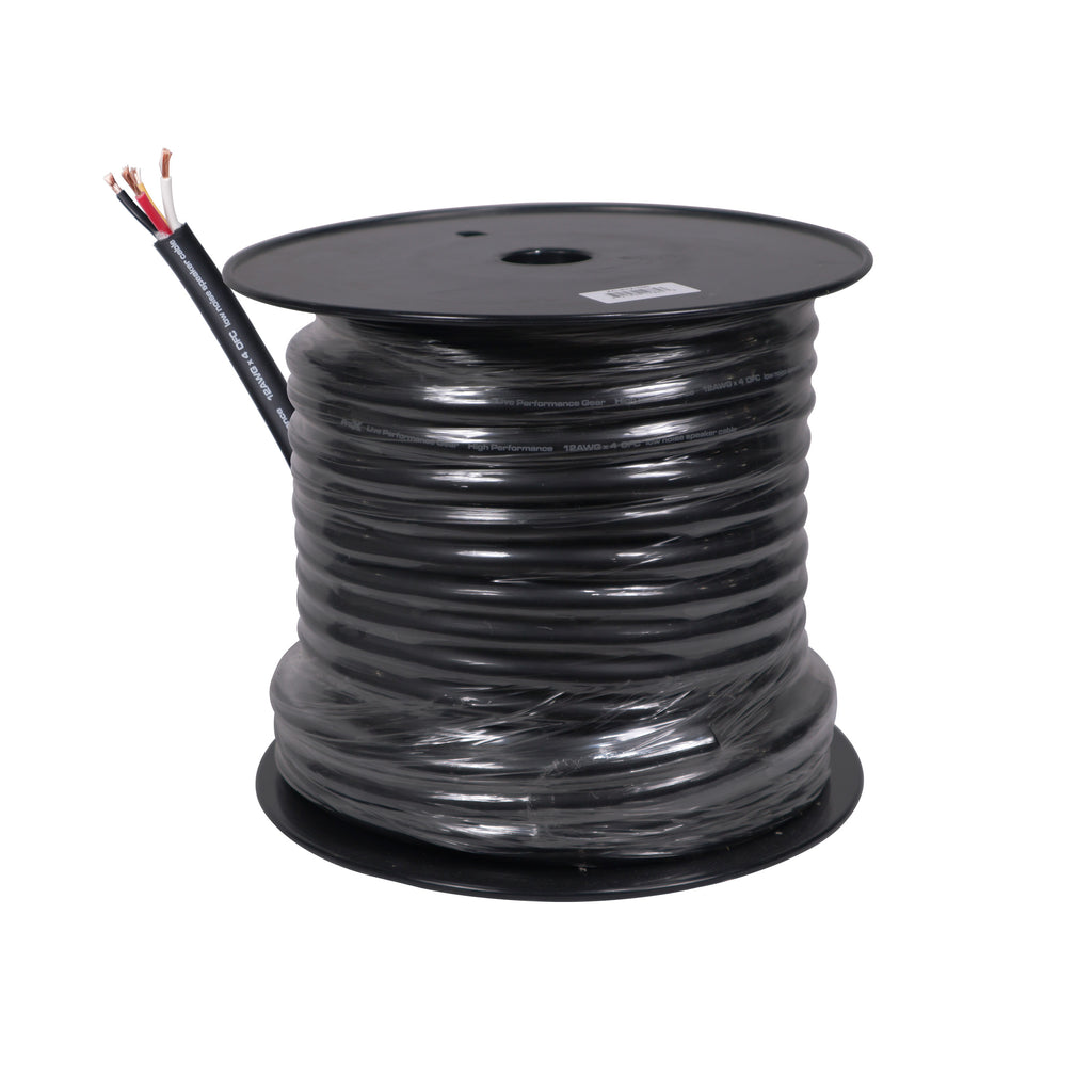 100 Ft. 12 Gauge AWG 4 Conductor Audio Speaker Wire Cable 100 Feet Copper Black Finish