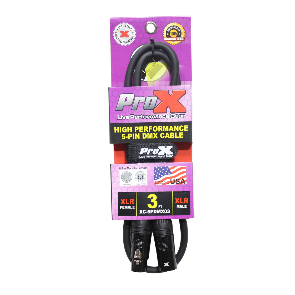 10PCS 3 Ft. DMX XLR5-M to XLR5-F High Performance Cable