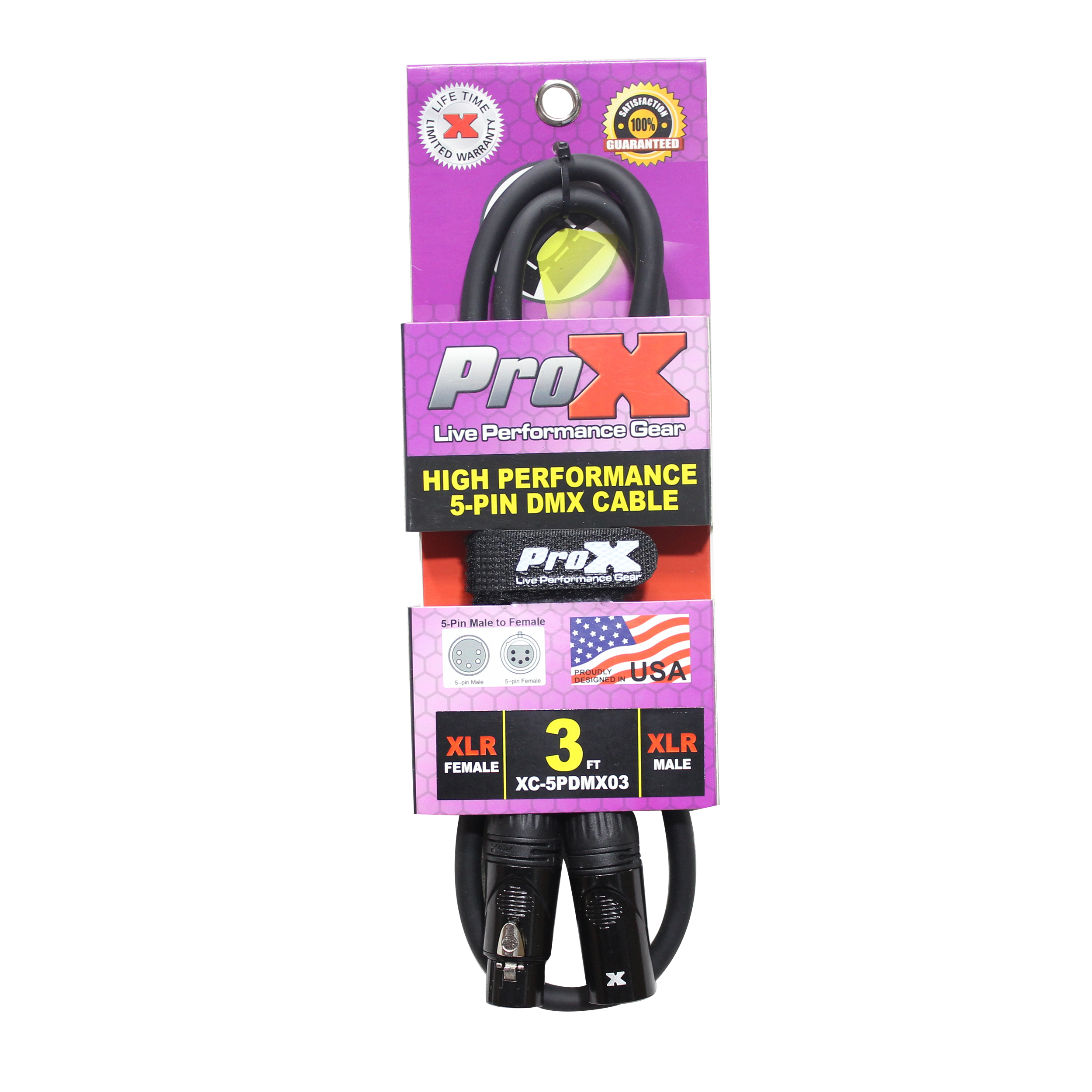 3 Ft. DMX XLR5-M to XLR5-F High Performance Cable