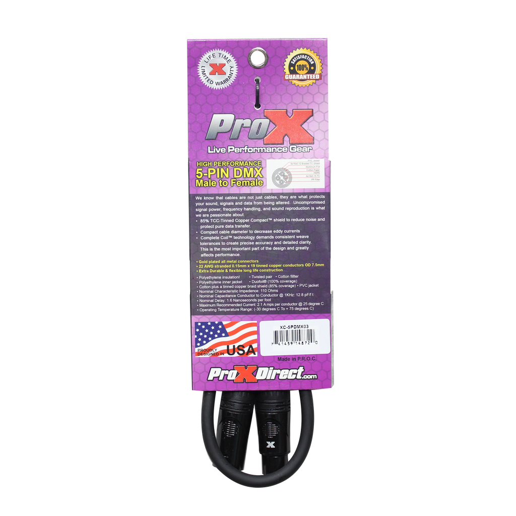 3 Ft. DMX XLR5-M to XLR5-F High Performance Cable