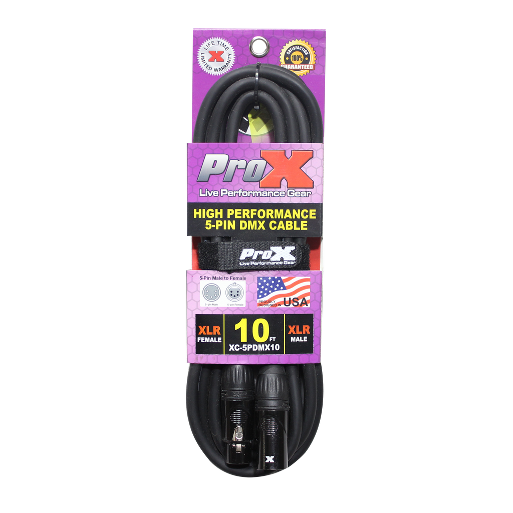 50PCS 10 Ft. DMX XLR5-M to XLR5-F High Performance Cable