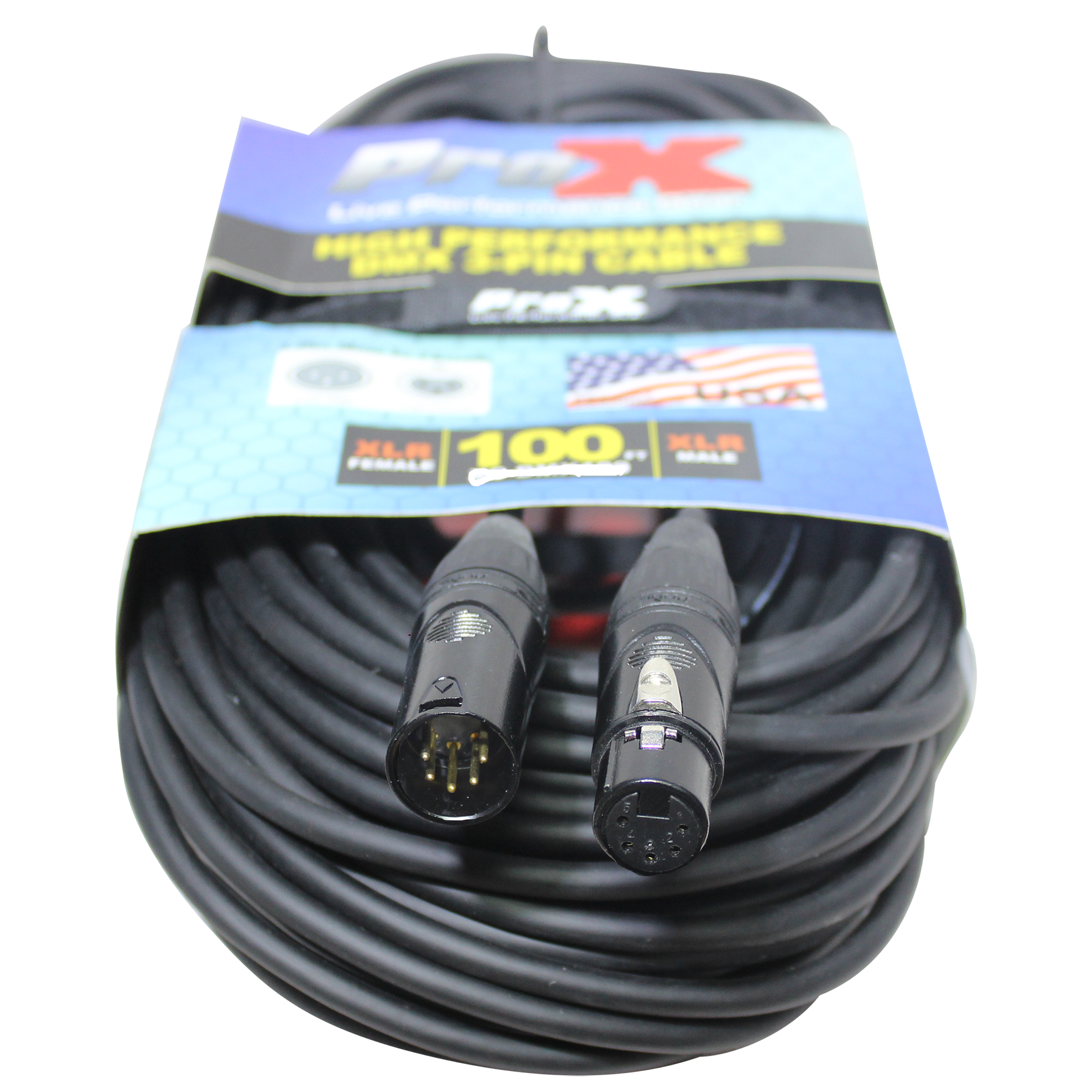 5PCS 100 Ft. DMX XLR5-M to XLR5-F High Performance Cable