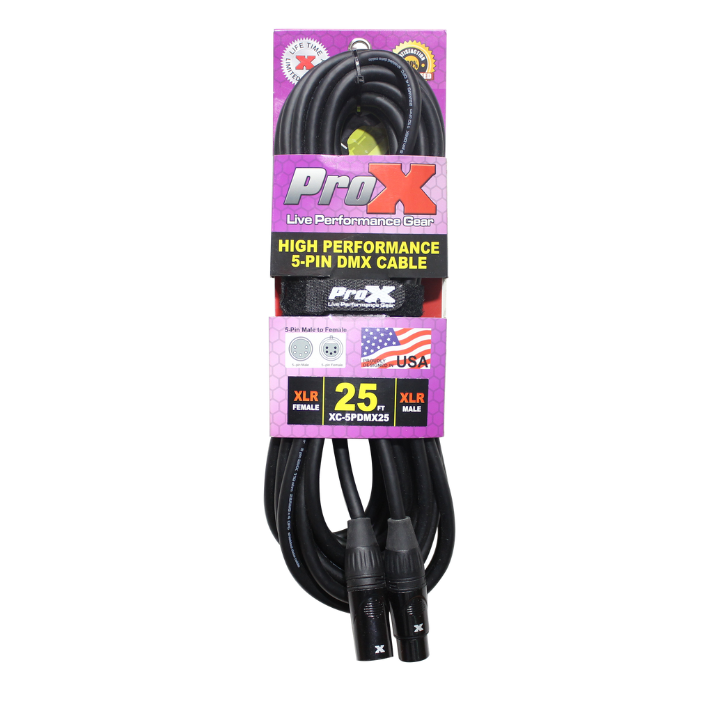 40PCS 25 Ft. DMX XLR5-M to XLR5-F High Performance Cable