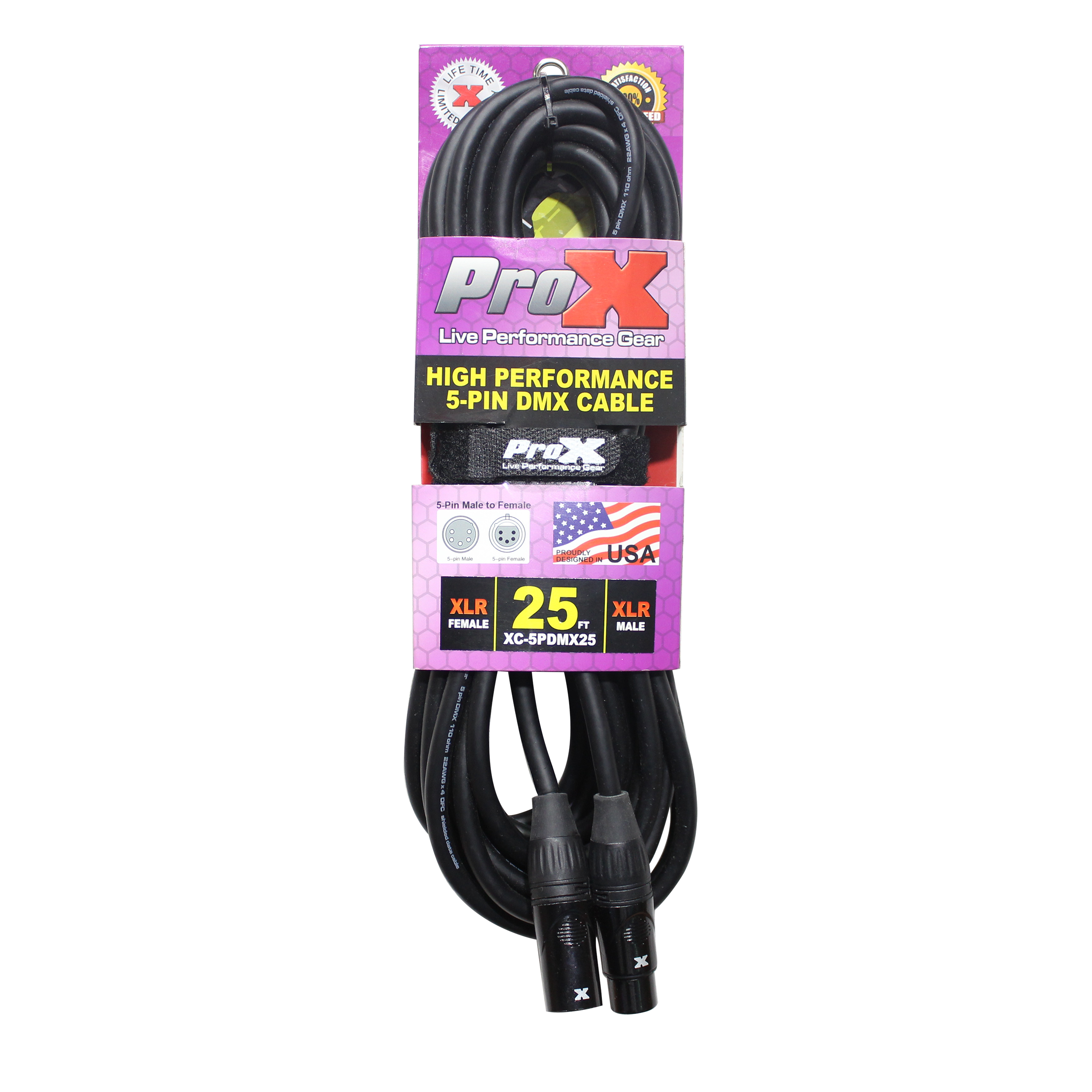 40PCS 25 Ft. DMX XLR5-M to XLR5-F High Performance Cable