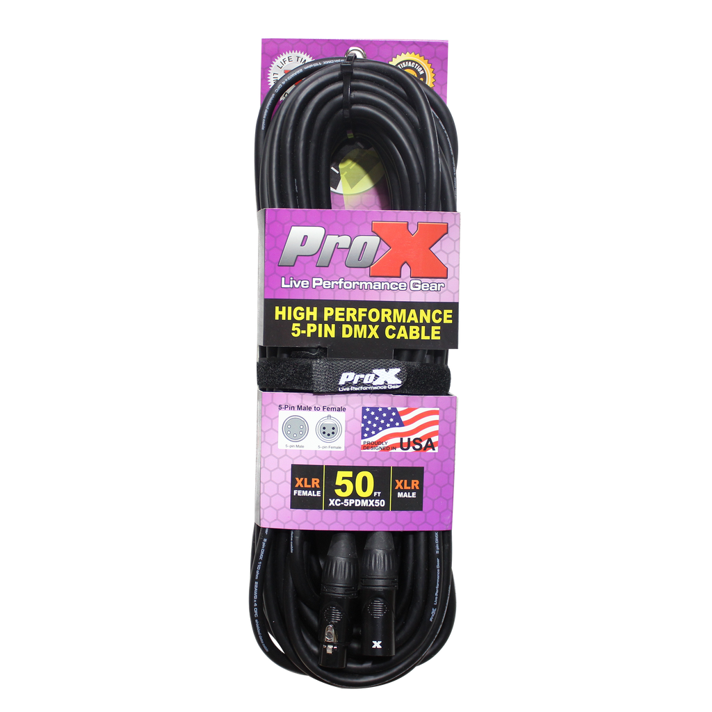 5PCS 50 Ft. DMX XLR5-M to XLR5-F High Performance Cable