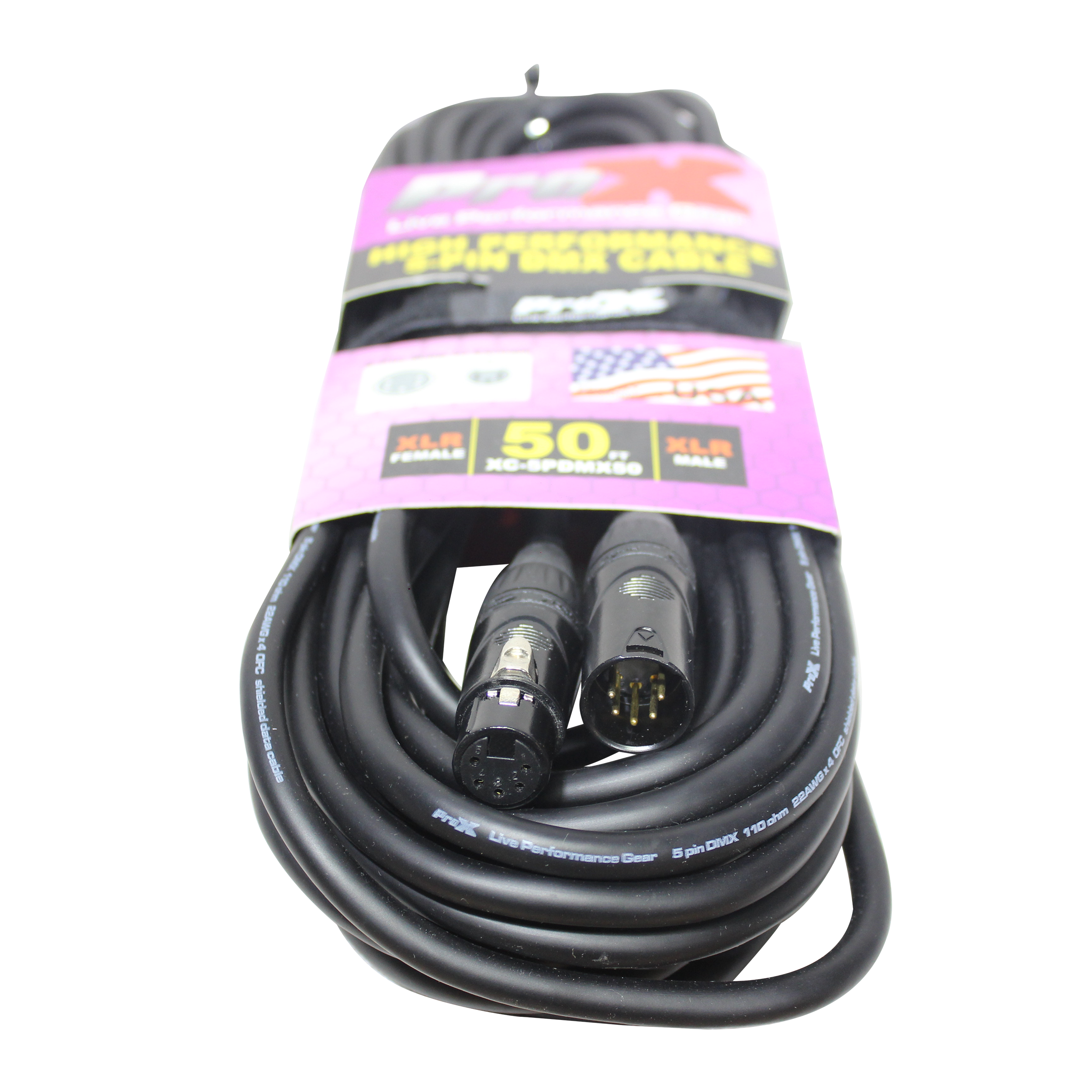 50 Ft. DMX XLR5-M to XLR5-F High Performance Cable