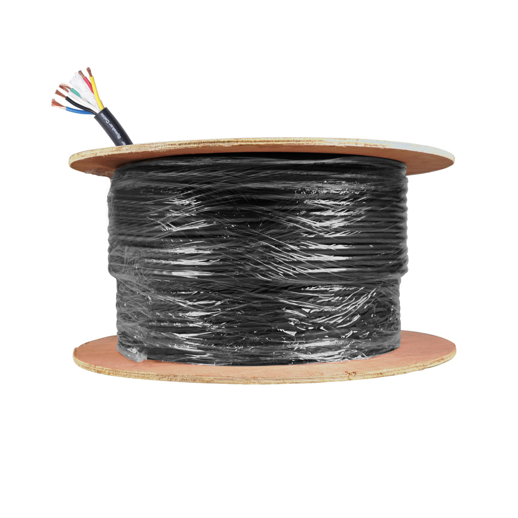 500 Ft. 12 Gauge AWG 6 Conductor Audio Speaker Wire Cable 500 Feet Copper Black Finish