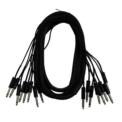 10PCS 10 Ft. Unbalanced 8-Ch. 1/4" TS to 1/4" TS Mono Male Snake