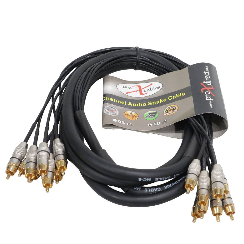 10PCS 10' FT Premium 8 Channel Snake 8x RCA Male to 8x RCA Male Cable