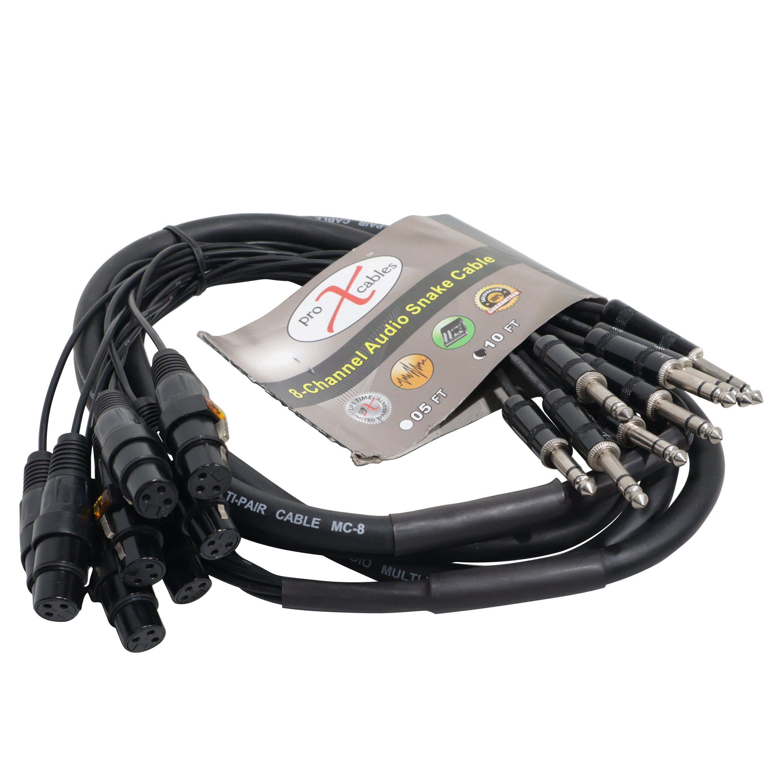 10' Ft High Performance 8-Channel Snake Cable XLR-F to 1/4" TRS Balanced Audio Cable